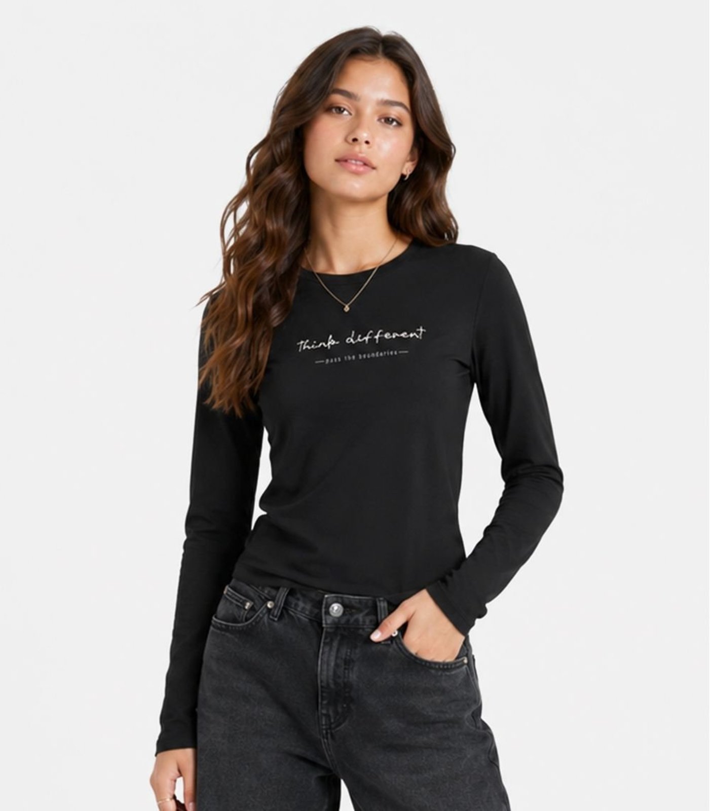 Infantil - Blusa Juvenil Manga Longa Viscotorcion Minty Preto