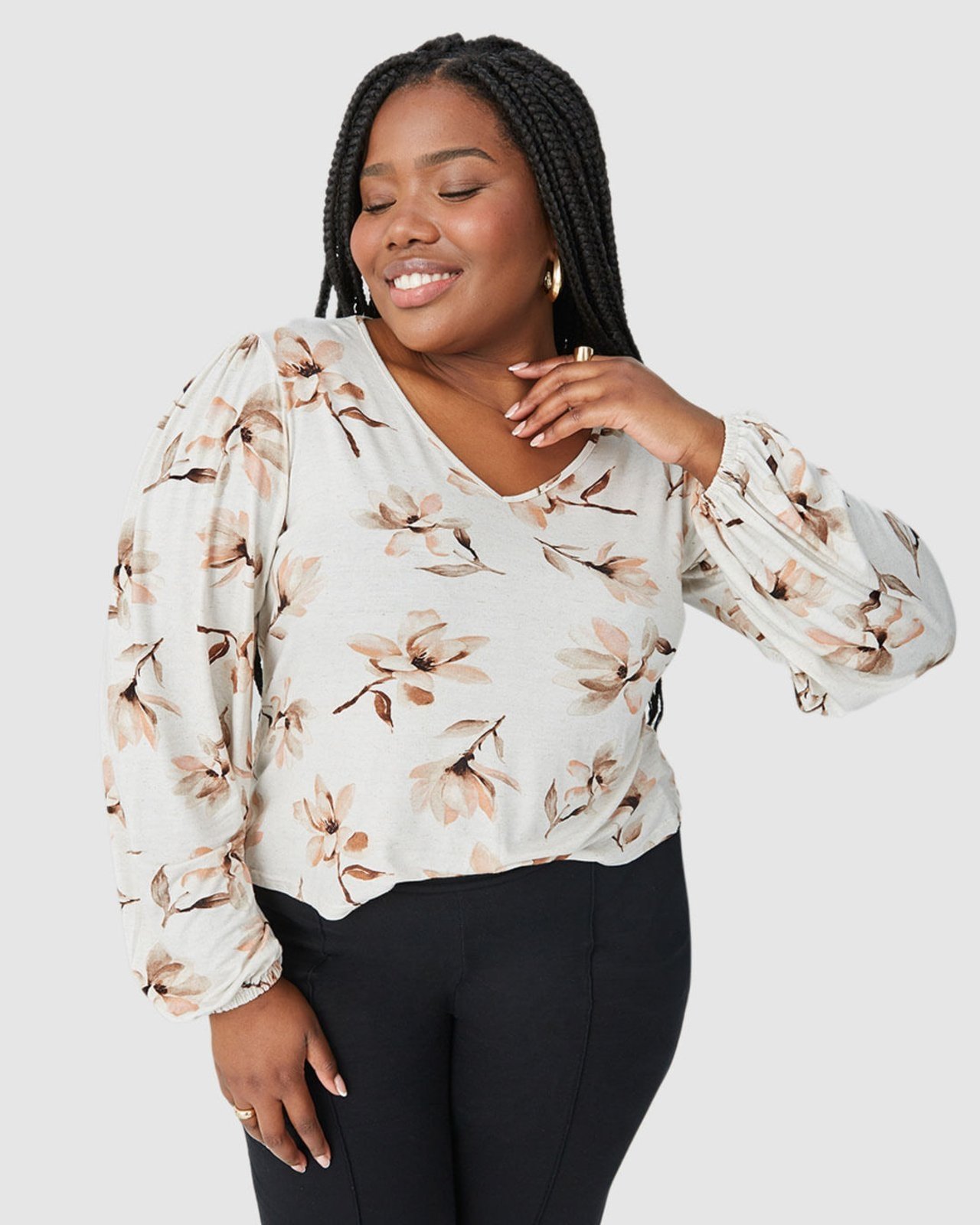 Blusa Cropped Feminina Plus Size Manga Longa Em Malha Viscolinho Stretch