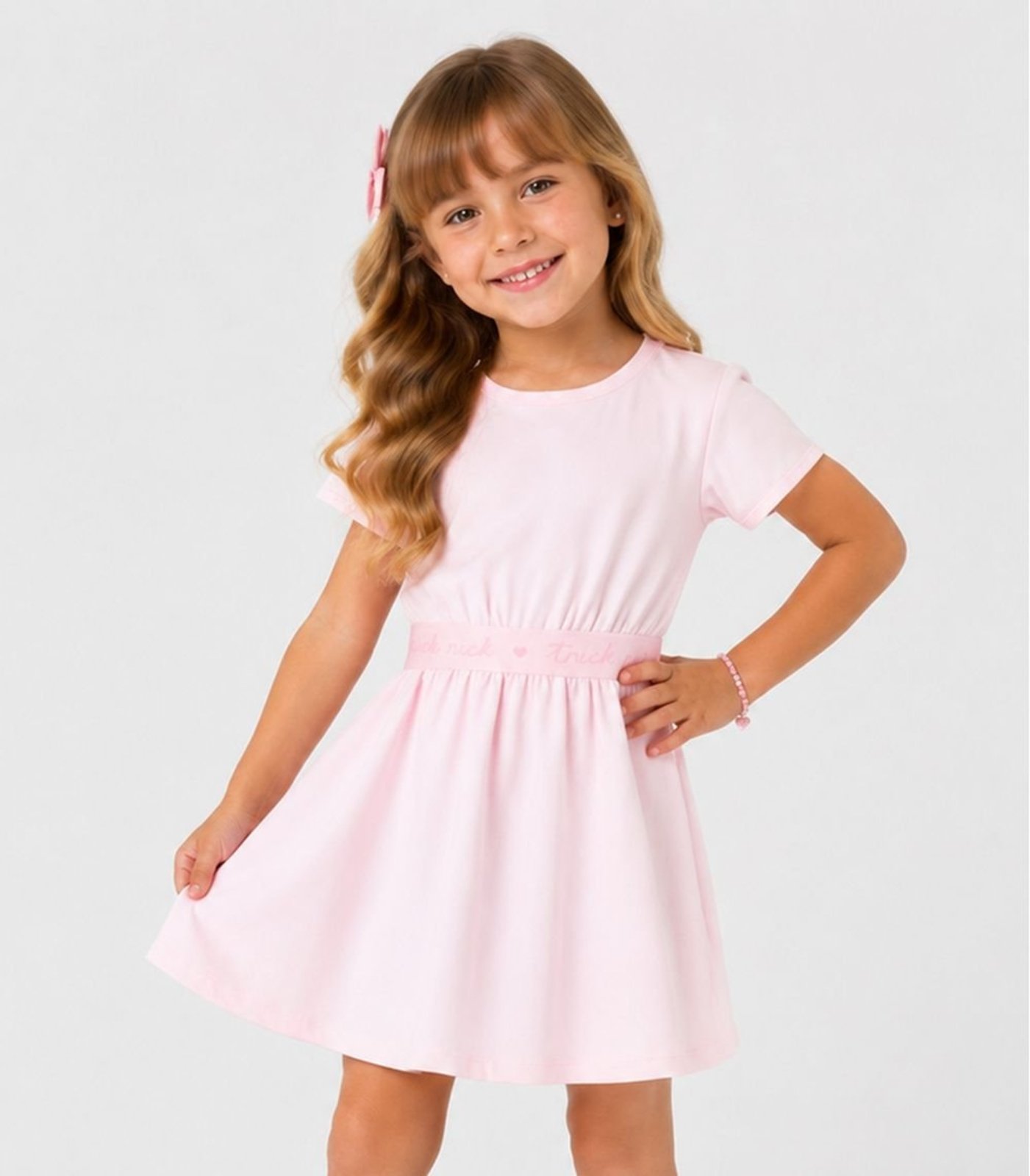 Infantil - Vestido Em Malha Cotton Leve Trick Nick Rosa