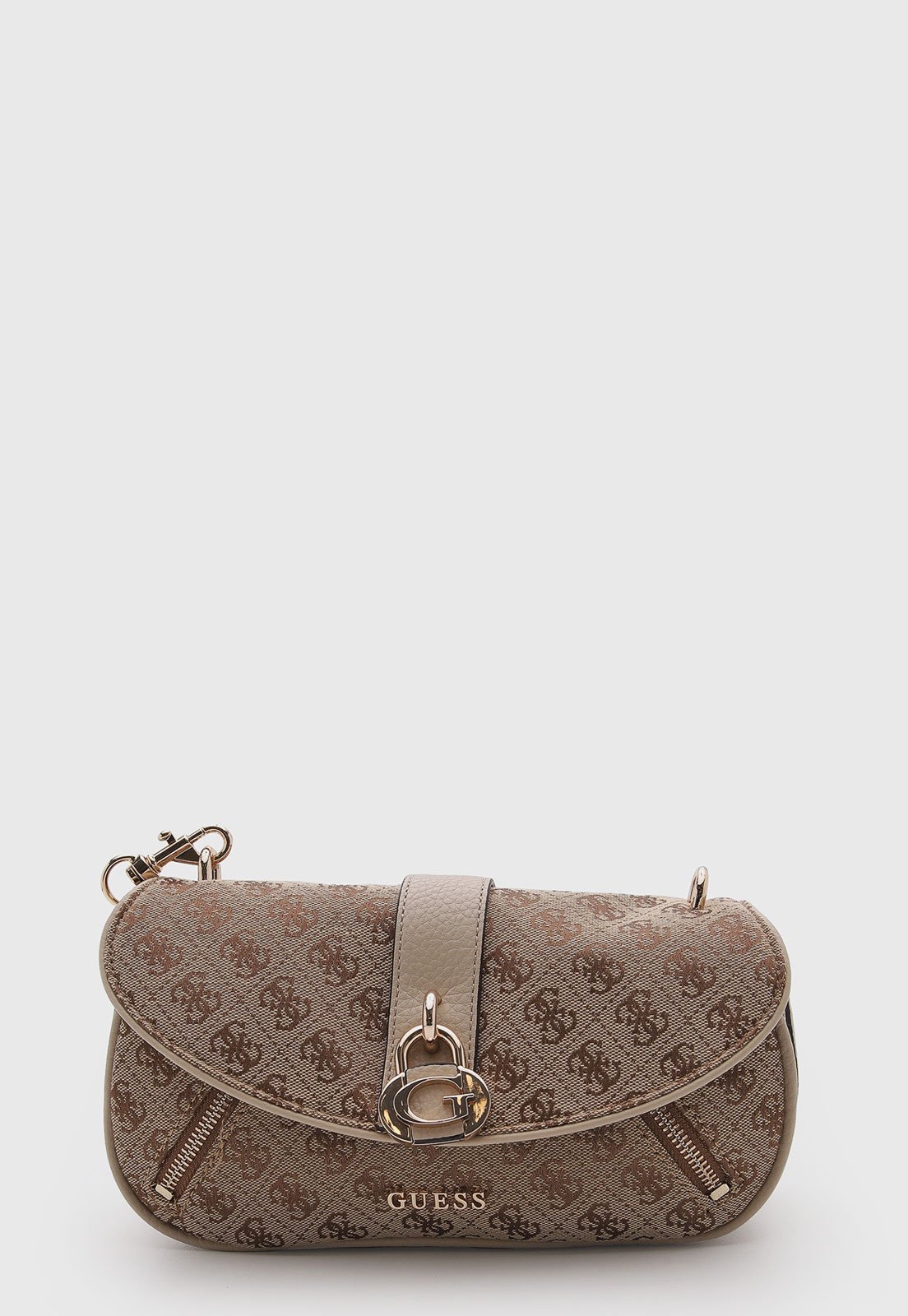 Bolsa Feminina Guess Estruturada Estampa Logo Bege