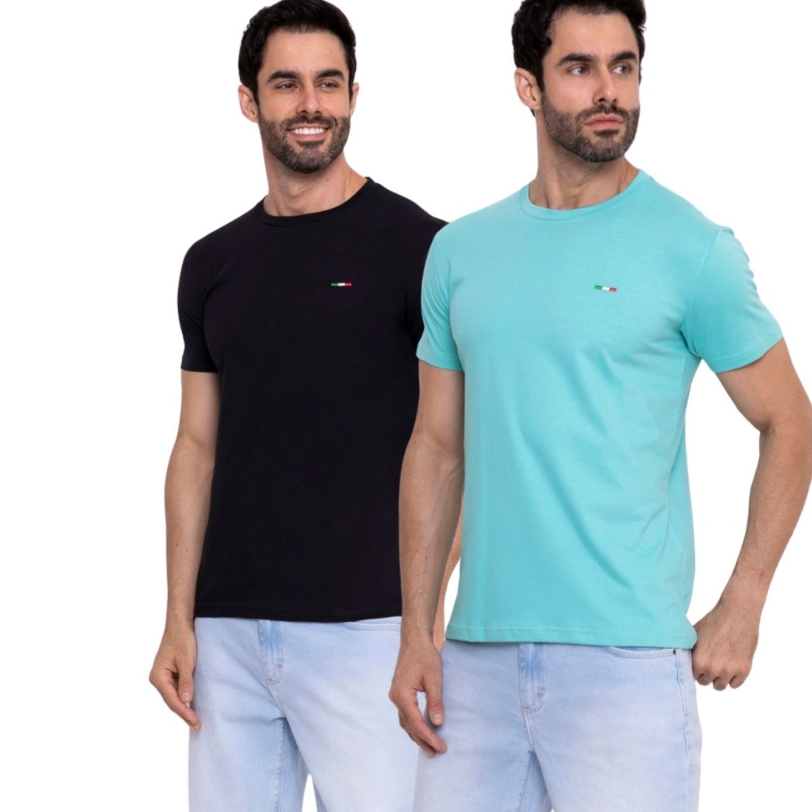 Kit 2 Camisetas Premium Preto e Azul Claro