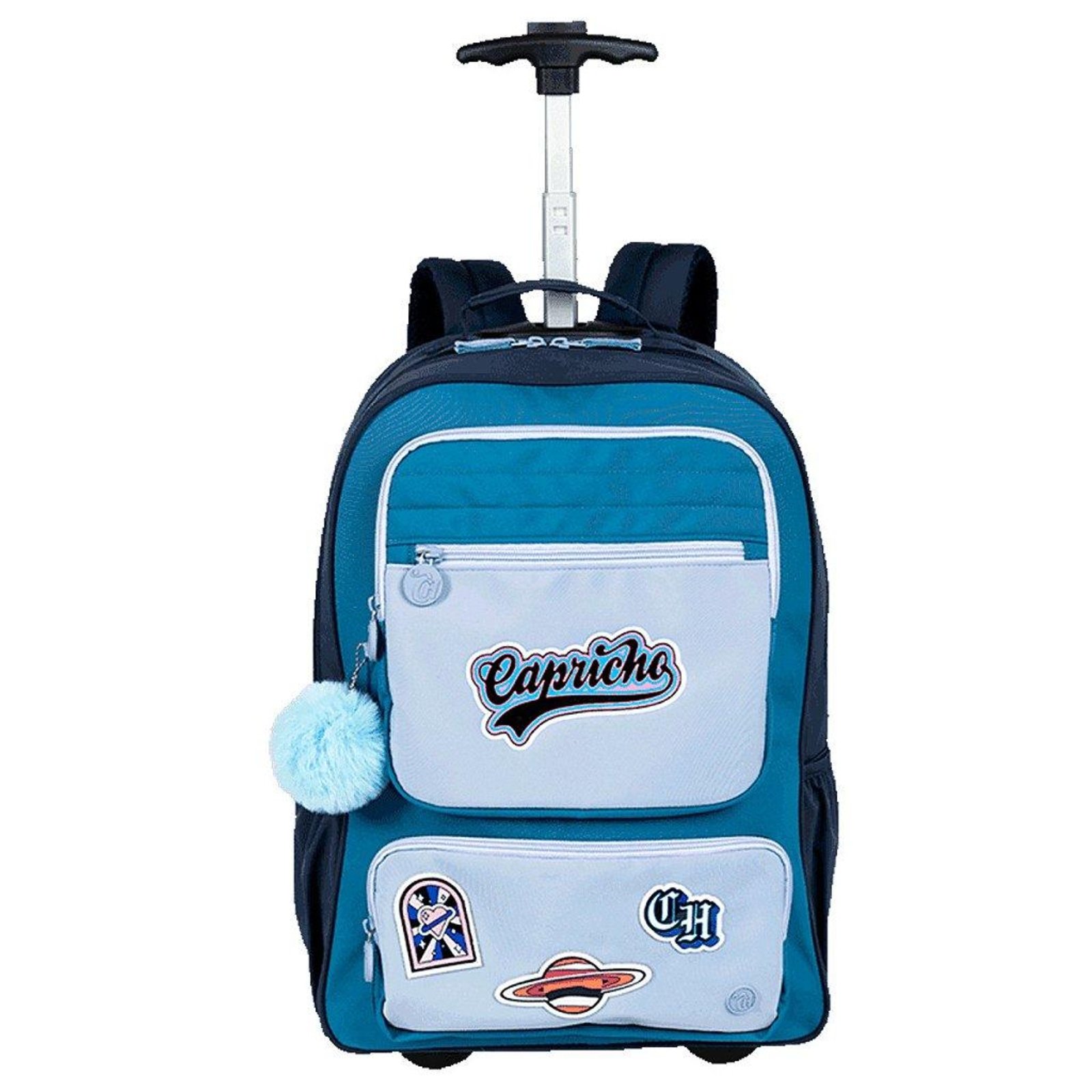 Vista 2 Infantil - Mochila Sestini com Rodinhas Capricho Class Cosmic Patches incolor Sestini incolor