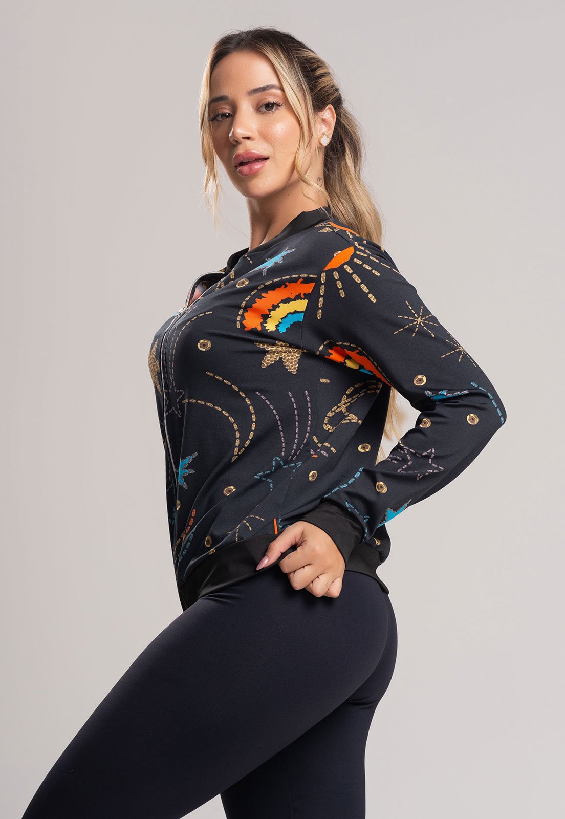 Casaco MVB Modas Jaqueta Bomber Zíper Suplex Cosmic