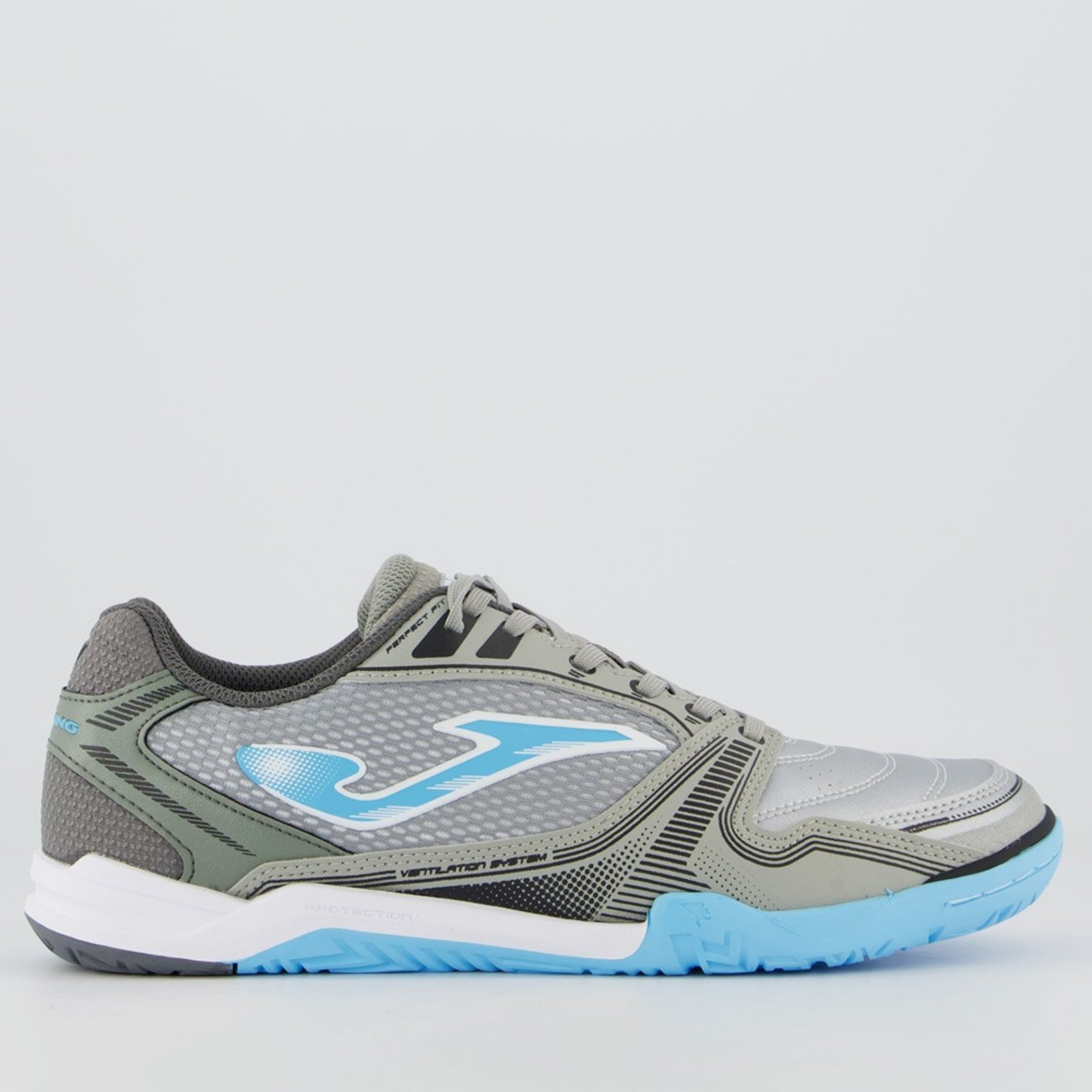 Chuteira Joma Dribling Futsal Cinza e Azul