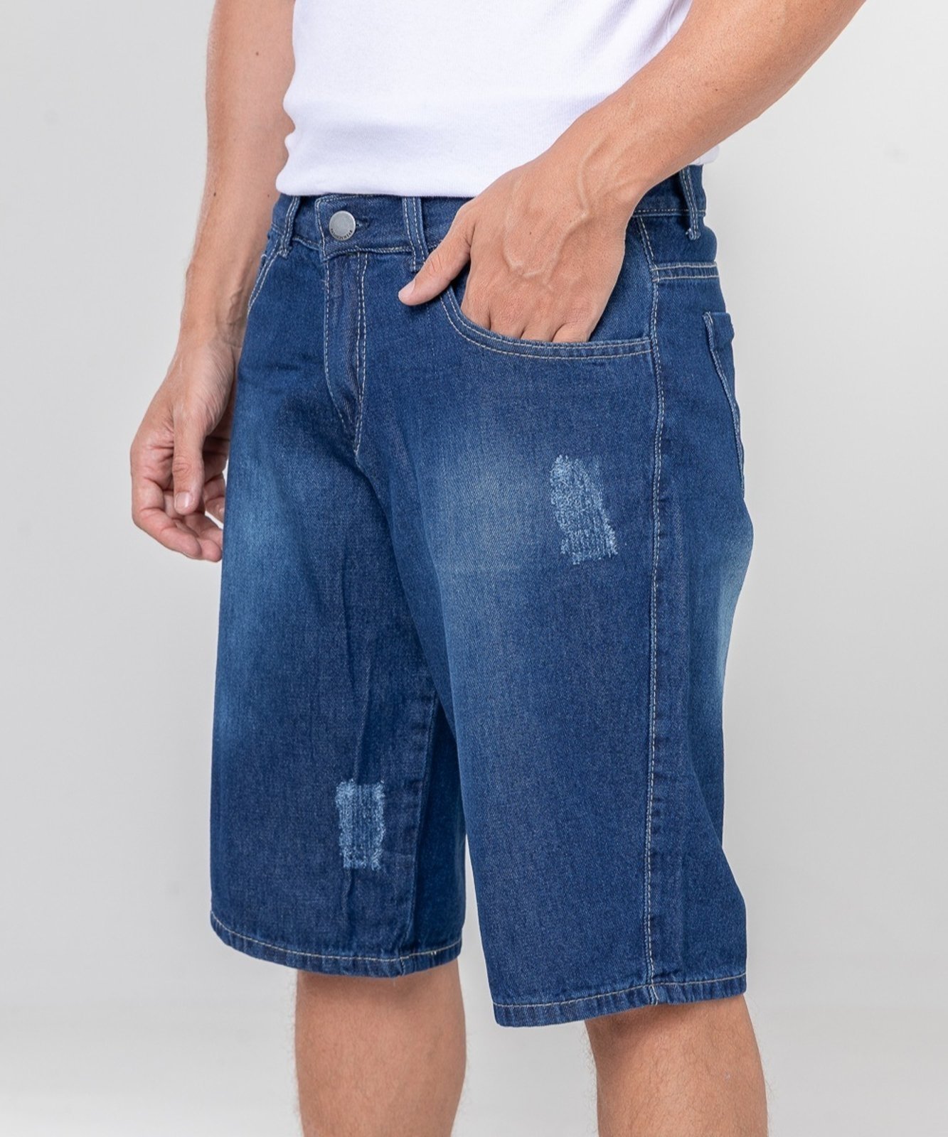Bermuda Balão Masculina Wid Leg Azul Confortável Estilo Renovado