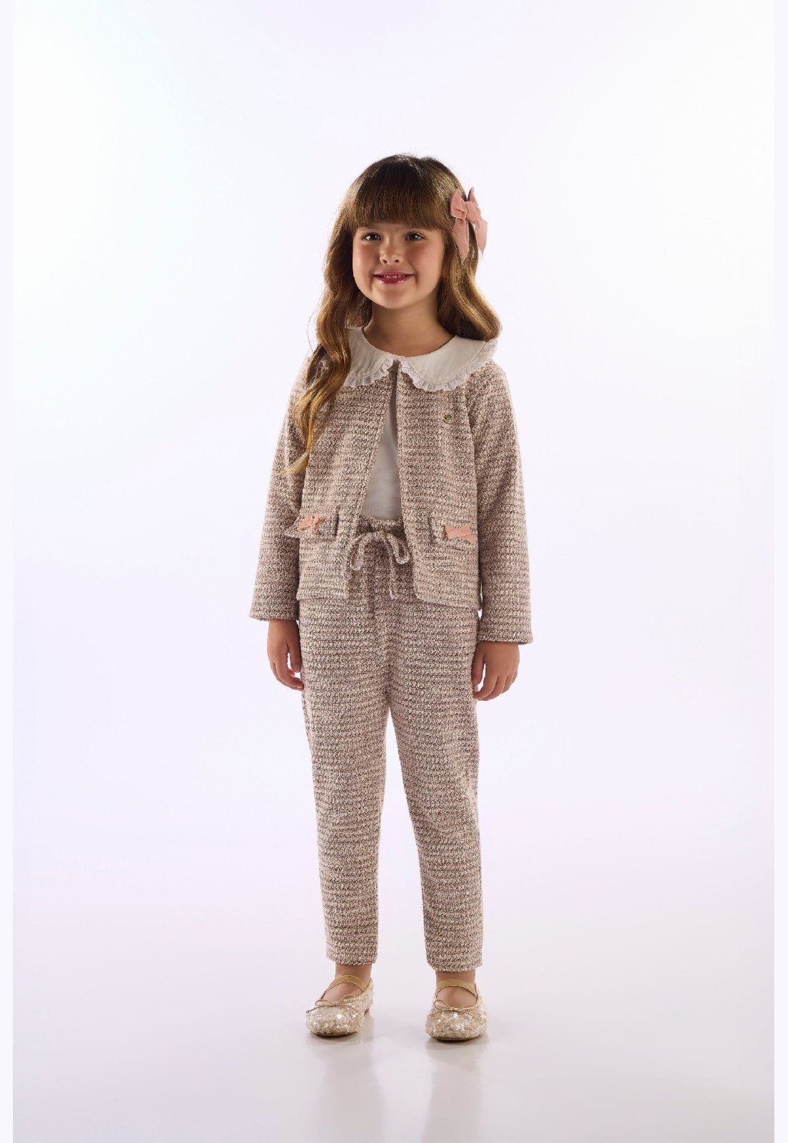 Infantil - Casaco Menina Malha Tweed Up Baby Rosa