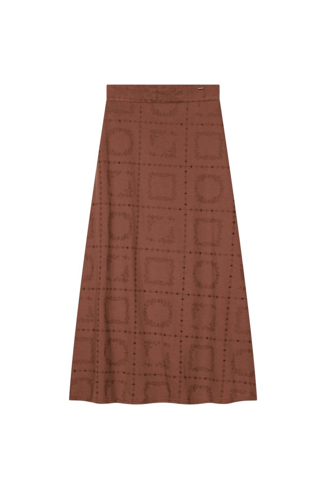 Saia Midi Feminina Floral Devorê Marialícia Marrom