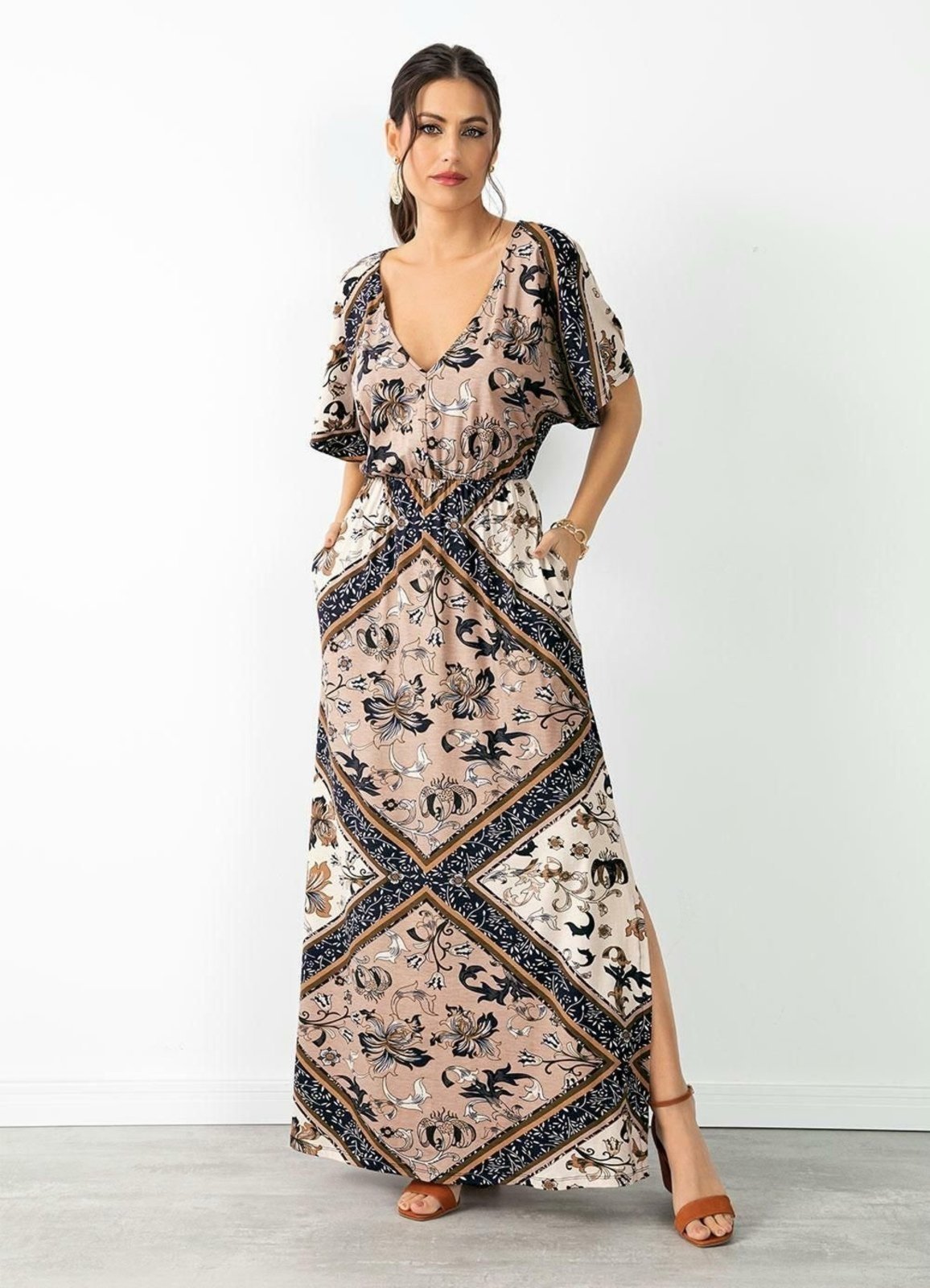 Vestido Viscose Elastano Lenço Marinho Quintess