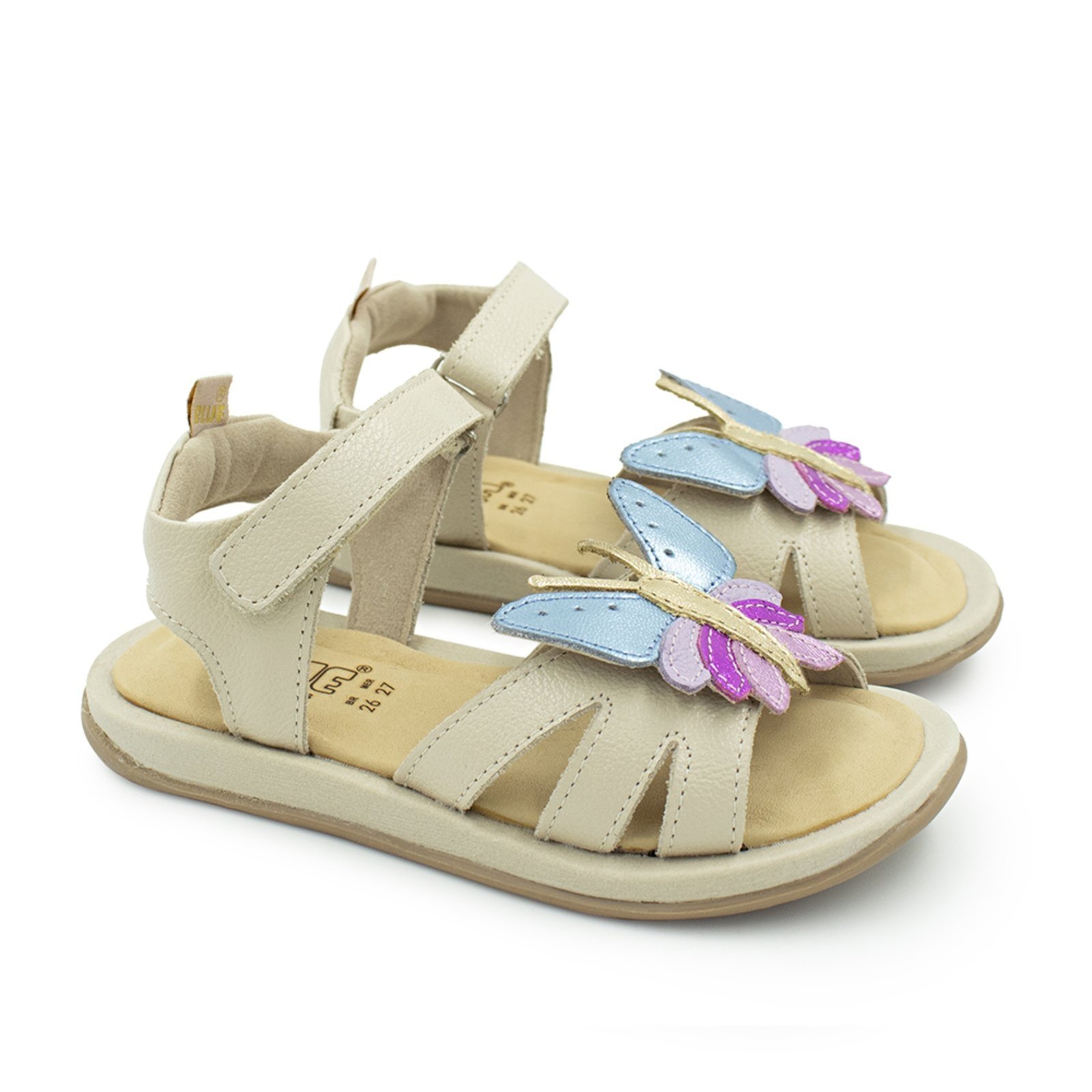 Vista 2 Infantil - Sandalia Menina Blue Safira Couro Gelo Blue Infantis off-white blue