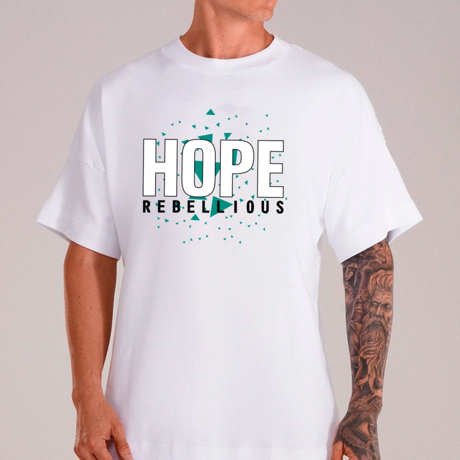 Camiseta Ousy Unissex Hope Rebellious Visual Exclusivo Básica Branco