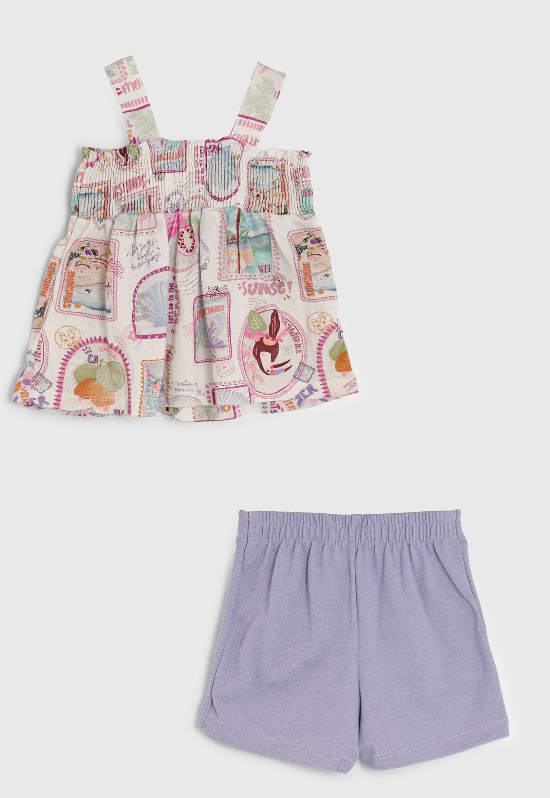 Vista 3 Infantil - Conjunto Curto Elian Estampa Floral lilás Elian lilás