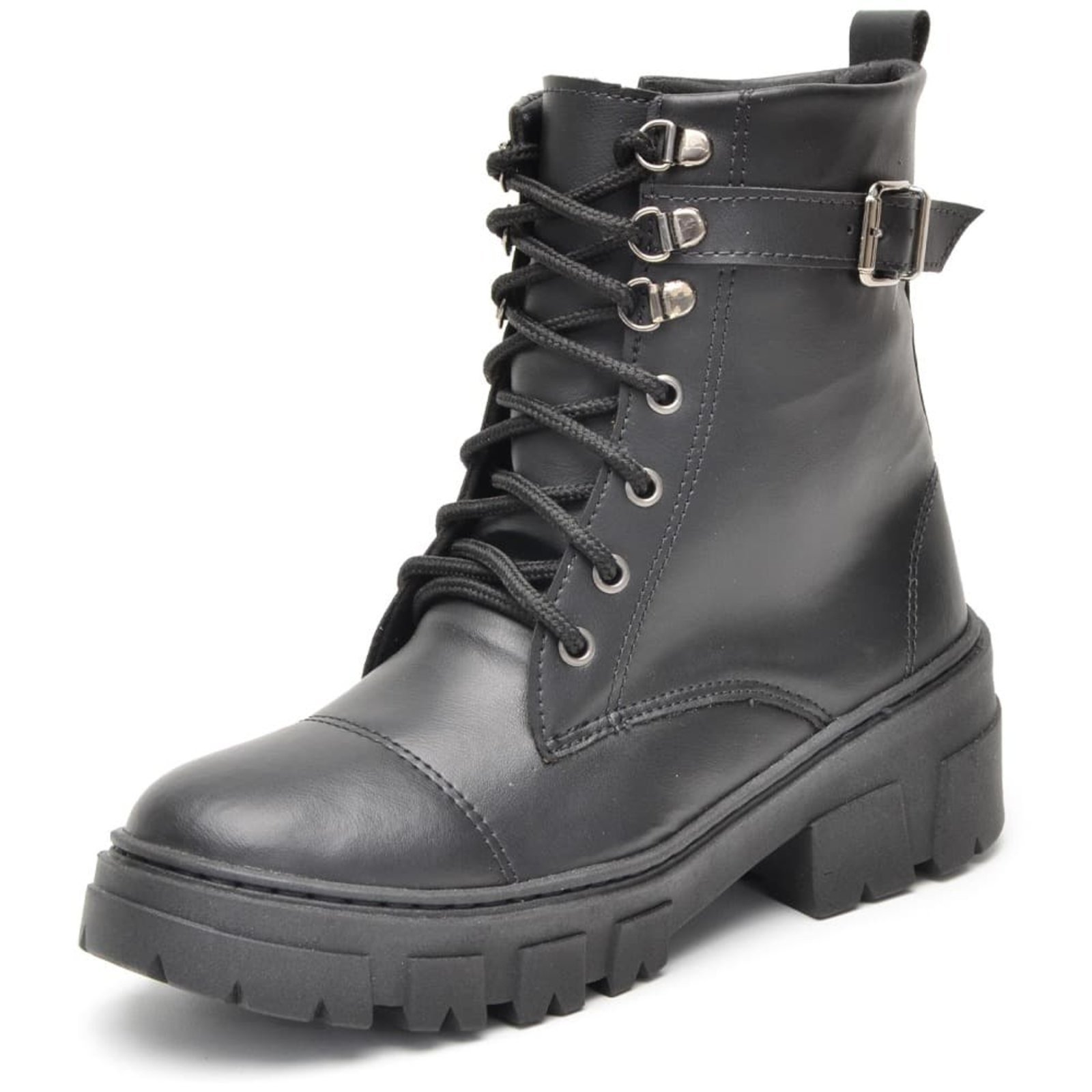 Bota Coturno Feminino Estilo Militar Tratorado Peccato DF Ucrânia Preto