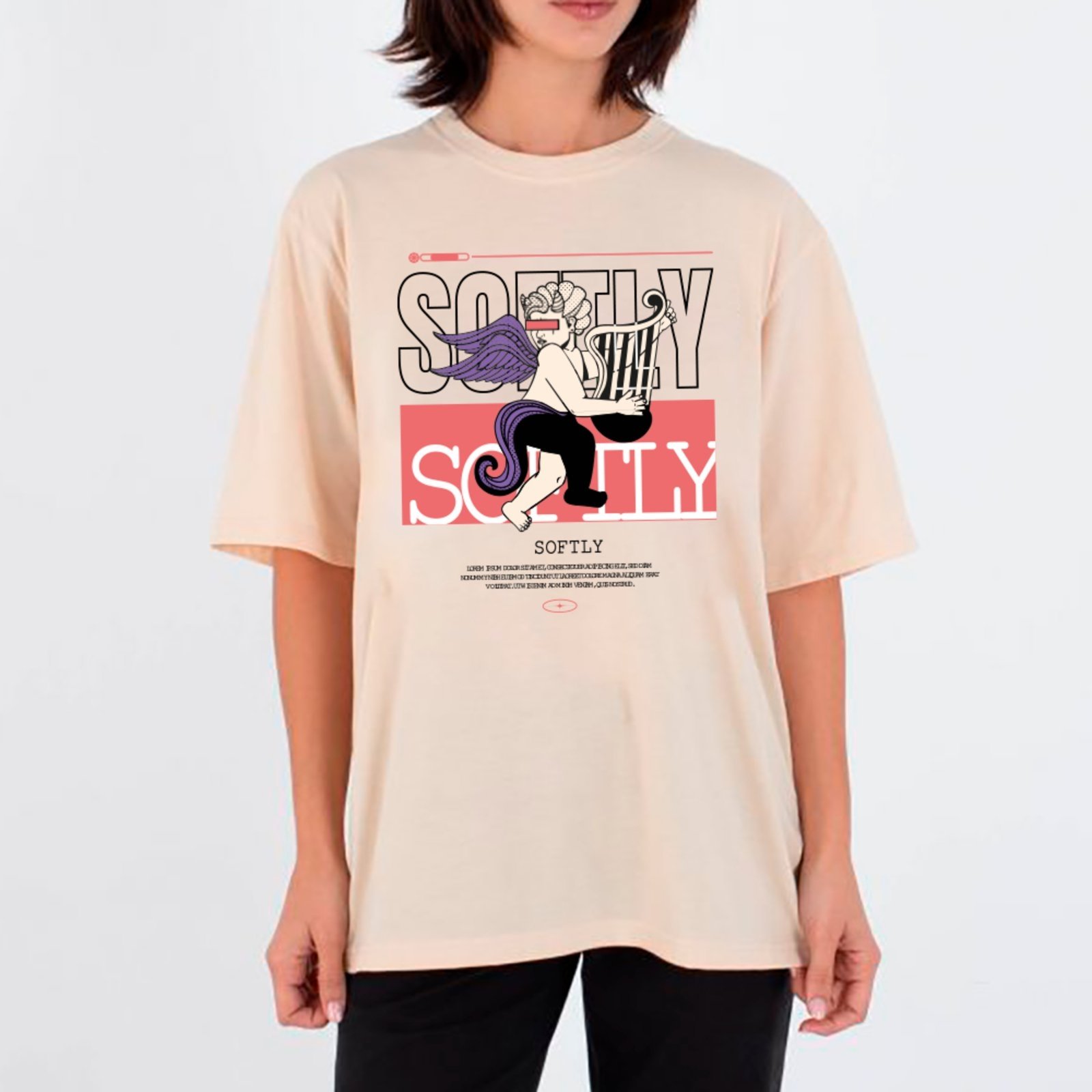 Camiseta Ousy Unissex SoftlyArte Clássica Urbana Streetwear Oversized Off White
