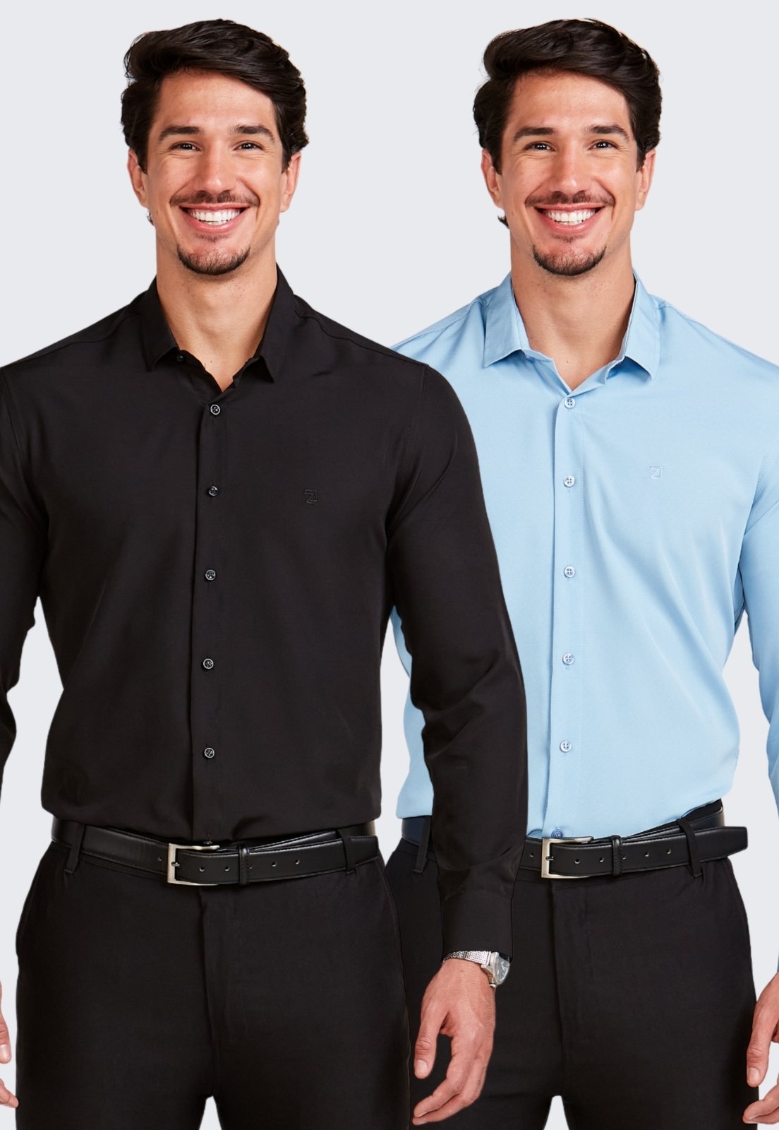 Kit 2 Camisa Social Masculina Manga Longa Daze Modas Preto e Azul