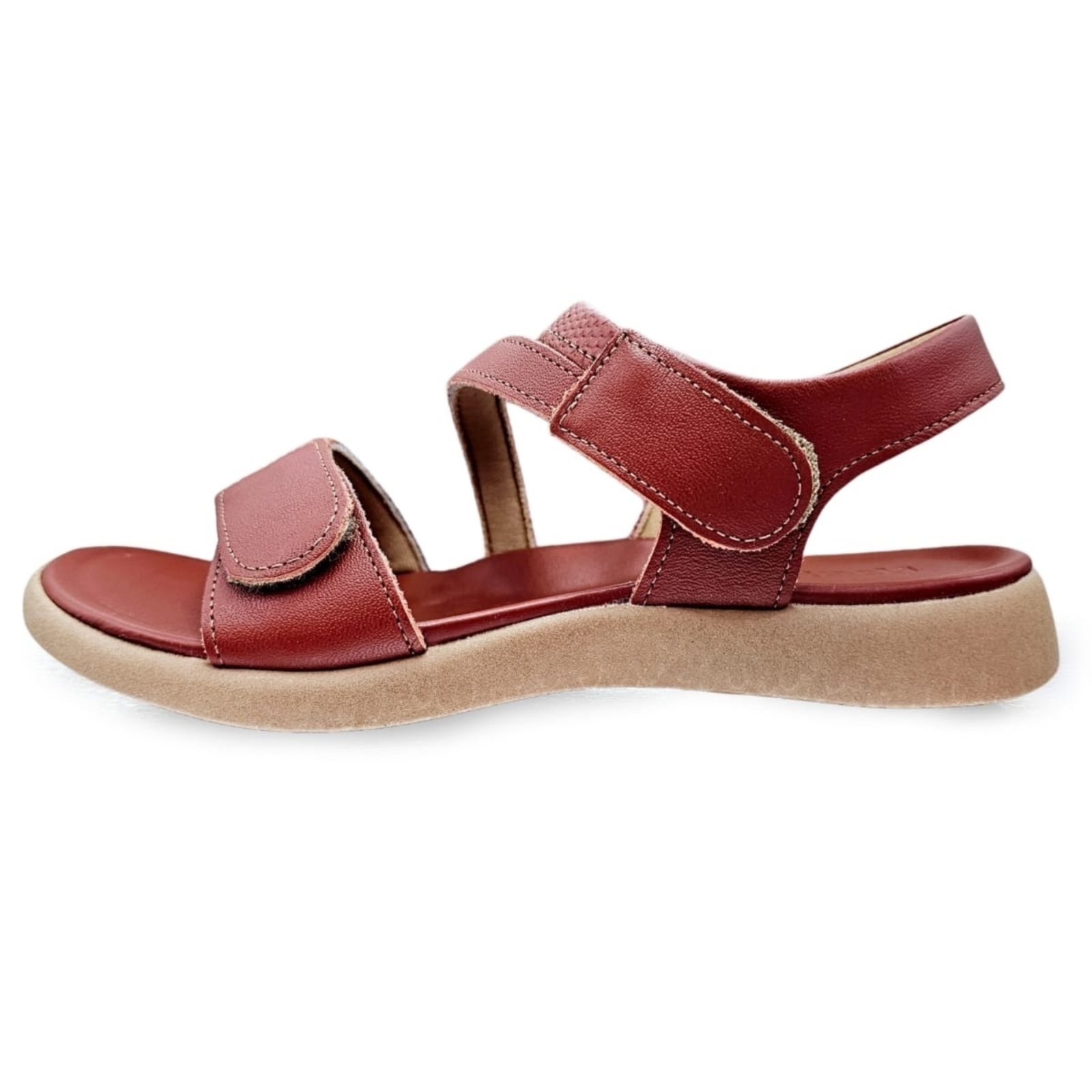 Sandália Feminina Usaflex Couro Tira Ajustável Conforto Terracota