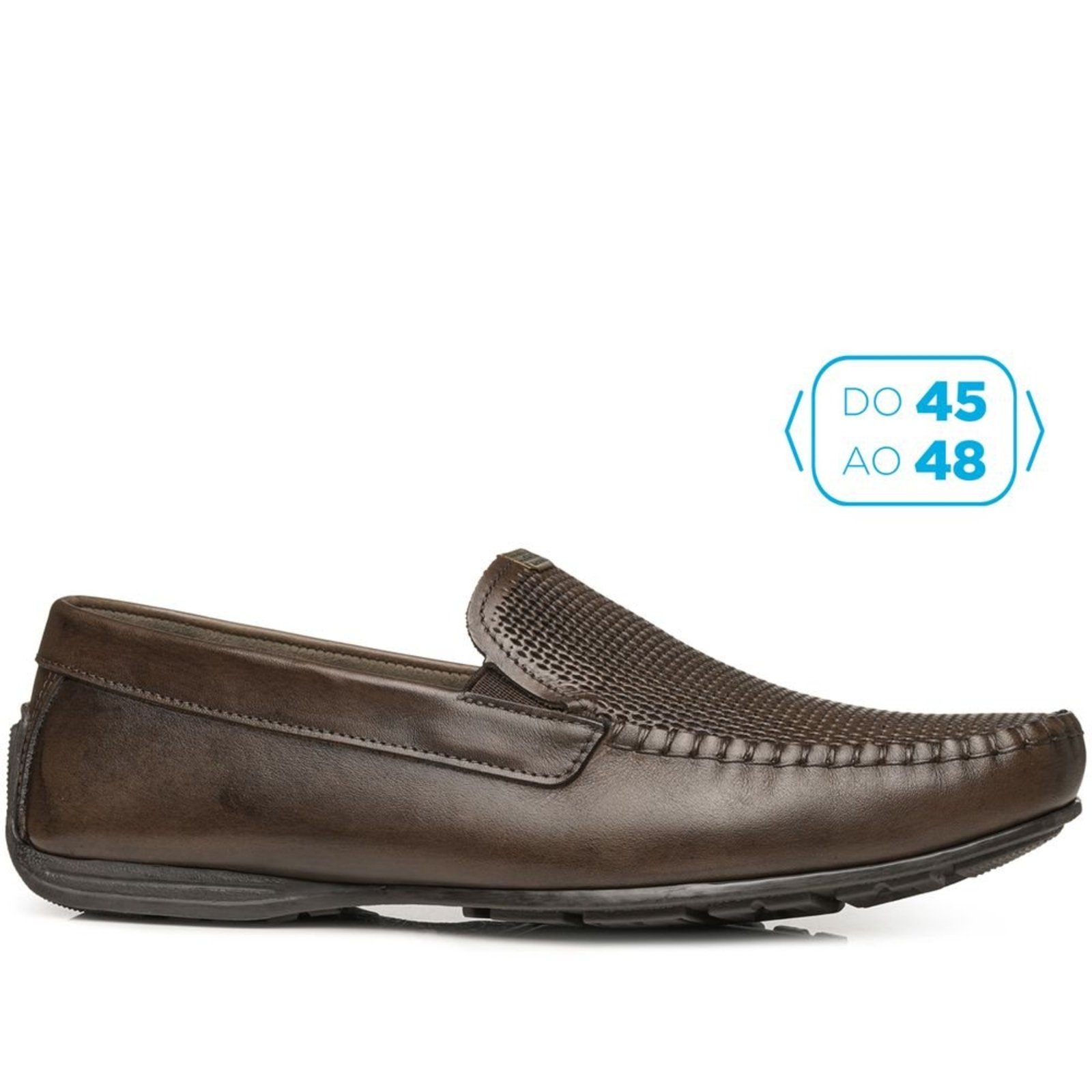 Mocassim Pegada Masculino Plus Size em Couro Cravo 540780-02 Mocassim Pegada Masculino Plus Size em Couro Cravo 540780-02 47