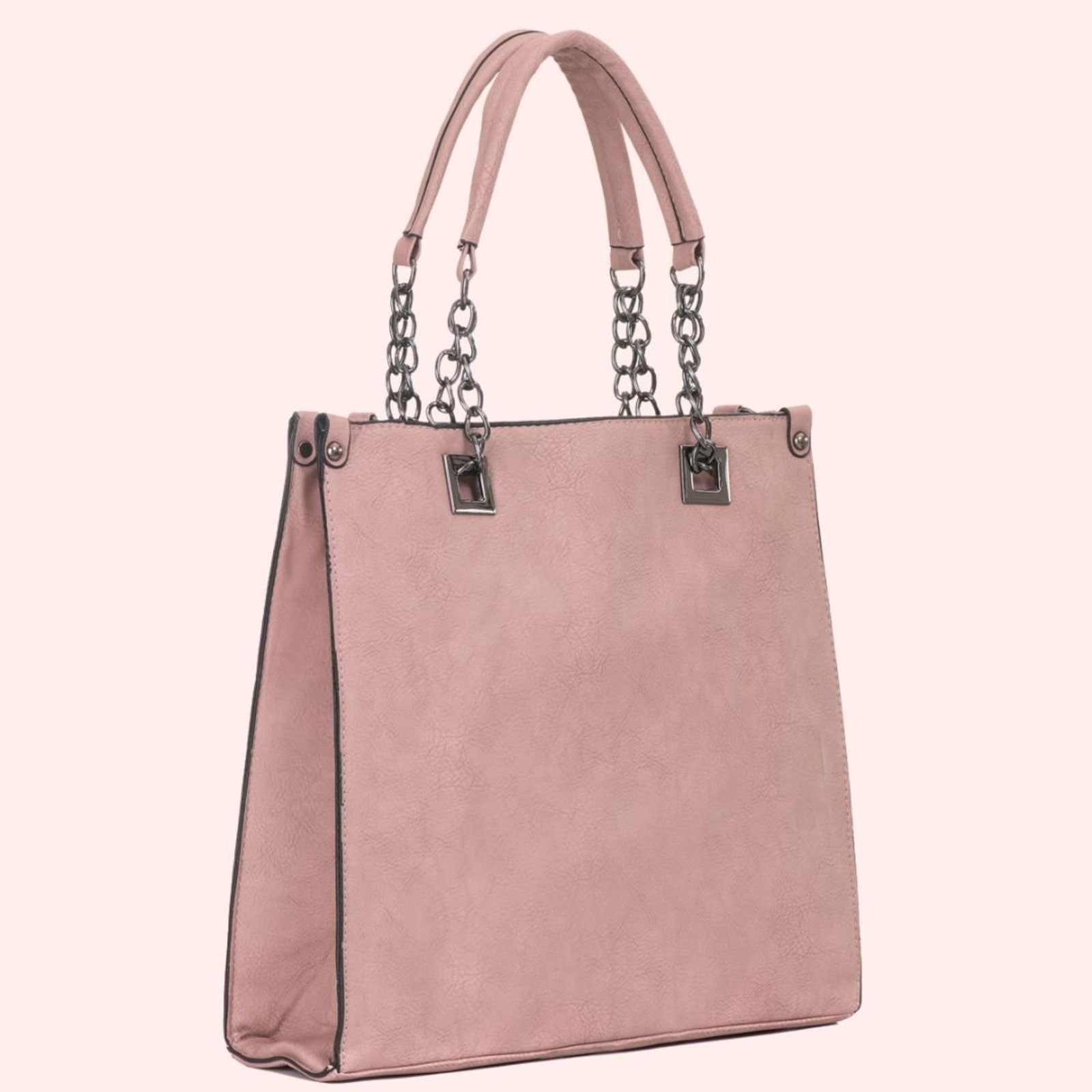 Bolsa Feminina Grande Transversal De Ombro Alça Corrente Star Shop Rosa