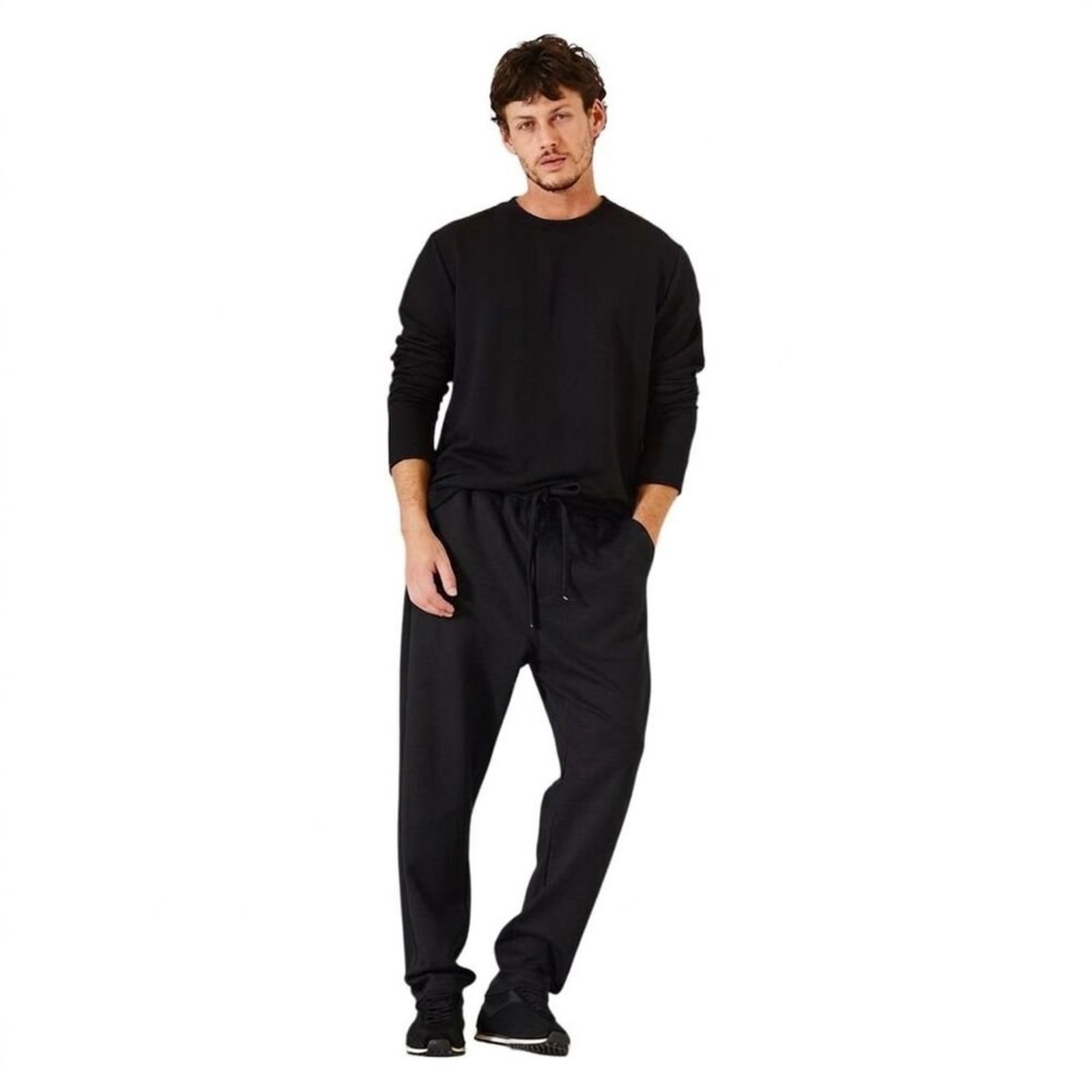 Calça Jogger Masculina com Bolsos Faca Triton Preto