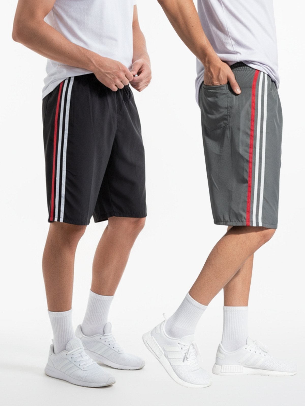 KIT 2 Bermuda Longa Masculino KS Tactel Listra Lateral Academia Esporte Popular