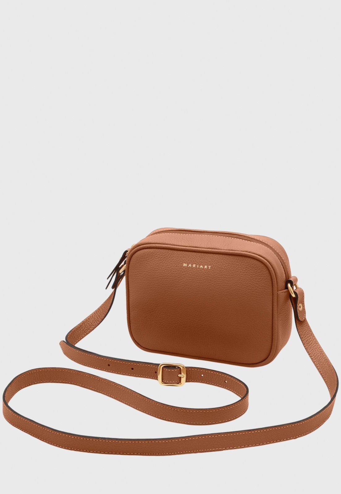 Vista 2 Bolsa Transversal Couro Mariart Mini Jeri Camel caramelo caramelo