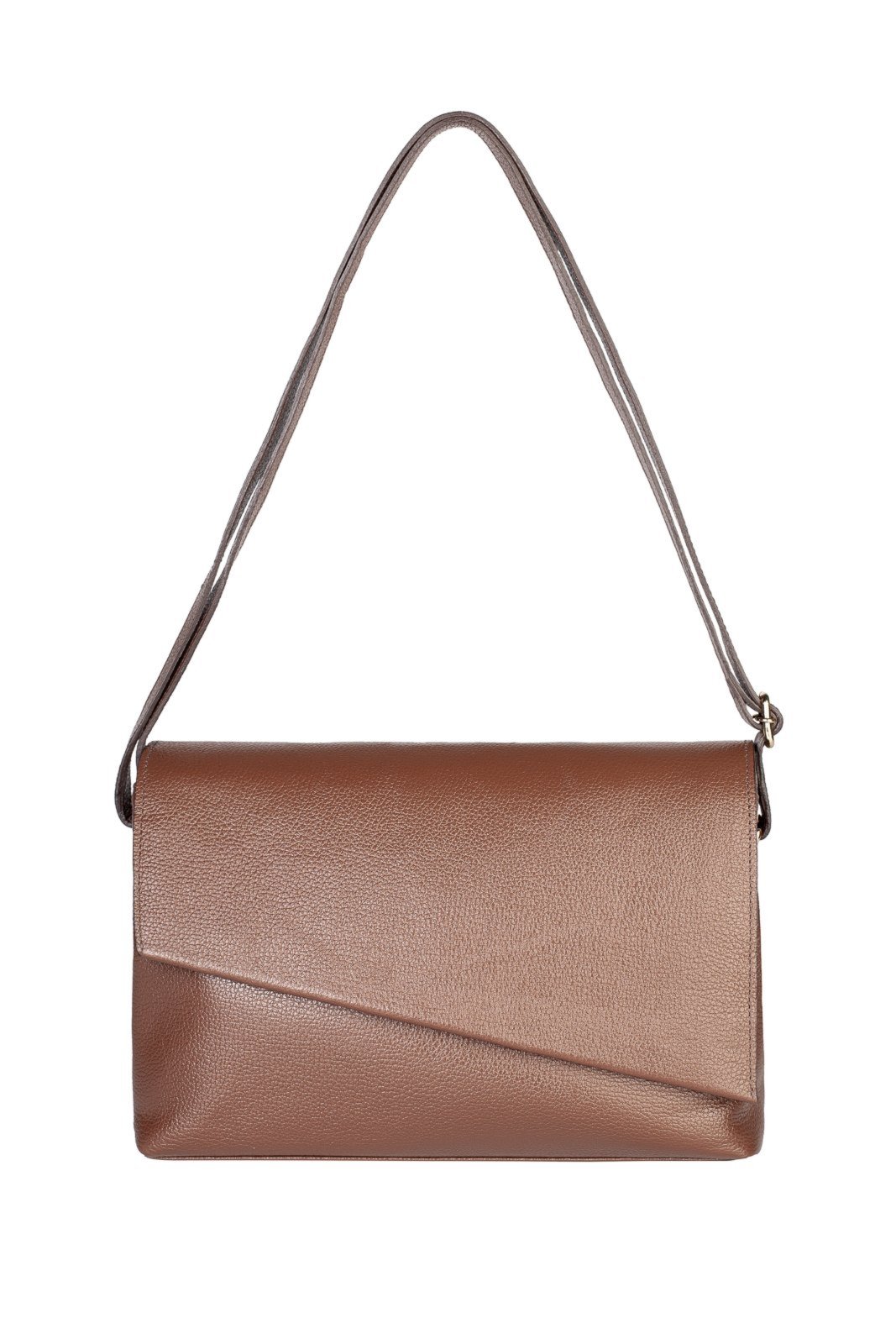 Vista 2 Bolsa tiracolo de couro liso com tampa Rose - Whisky Andrea Vinci café rose Andrea Vinci café rose