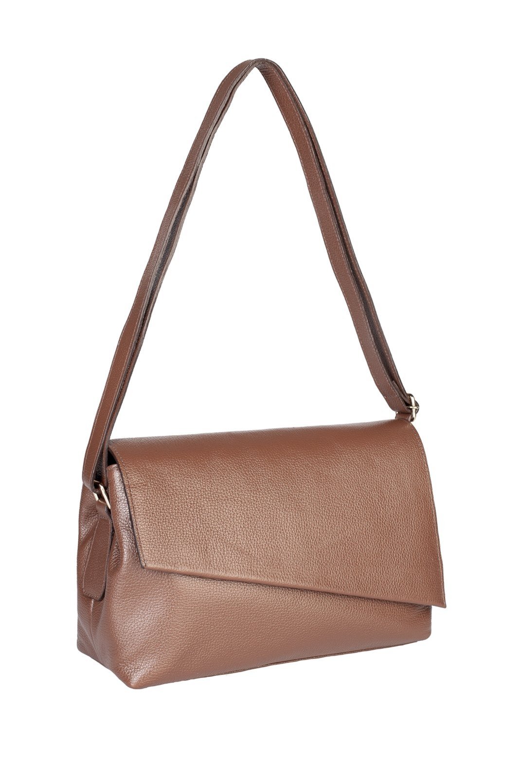 Vista 3 Bolsa tiracolo de couro liso com tampa Rose - Whisky Andrea Vinci café rose Andrea Vinci café rose