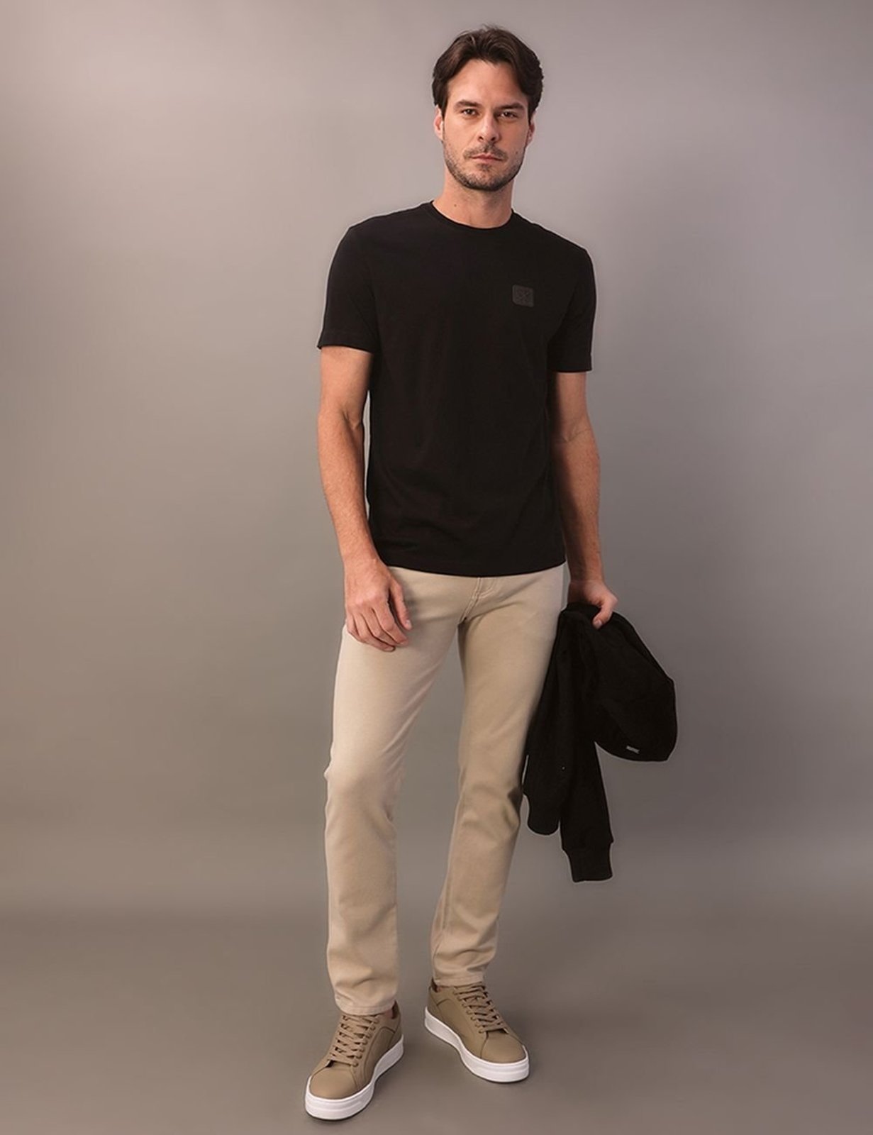 Camiseta Manga Curta Calvin Klein Masculino Algodão Egípcio Aop - Preto Calvin Klein Jeans