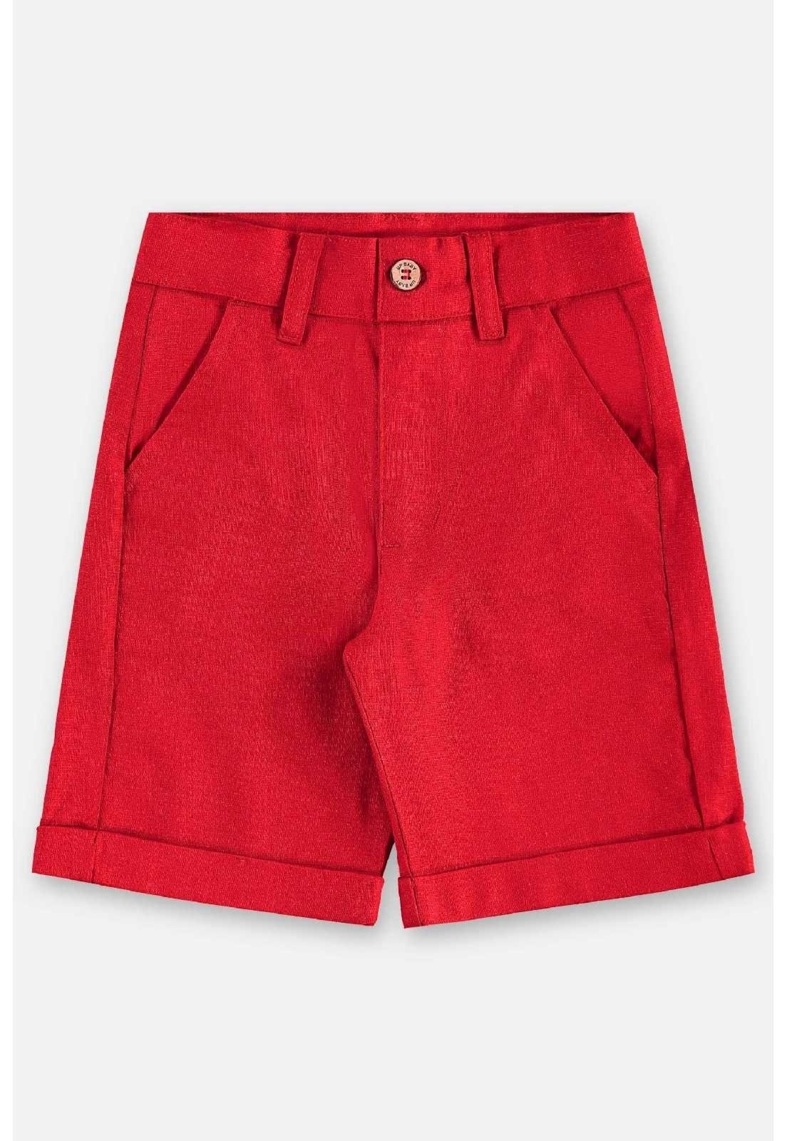 Infantil - Bermuda Masculina em Linho Up Baby Vermelho