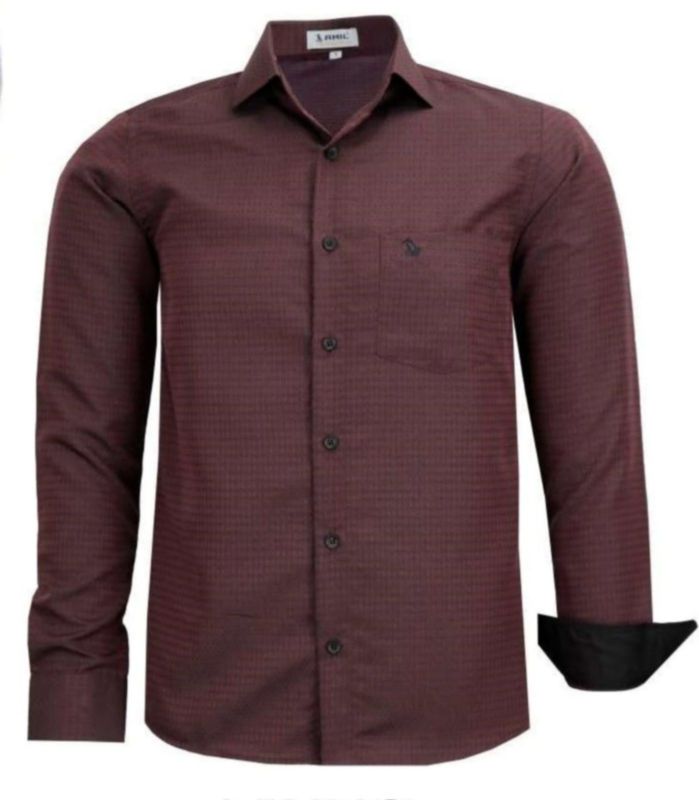 Camisa Social Amil Comfort Gets Macia Poliéster Fácil de Passar Manga Longa Vinho