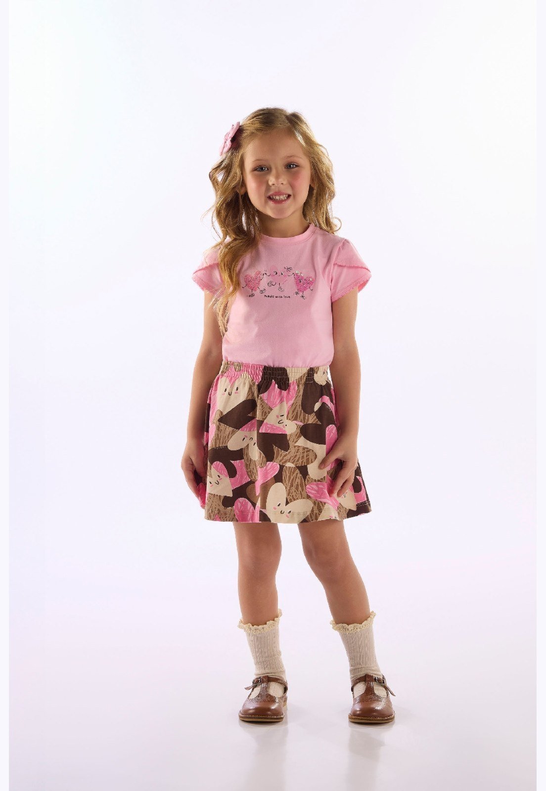 Infantil - Conjunto Blusa Saia Short Up Baby Bege