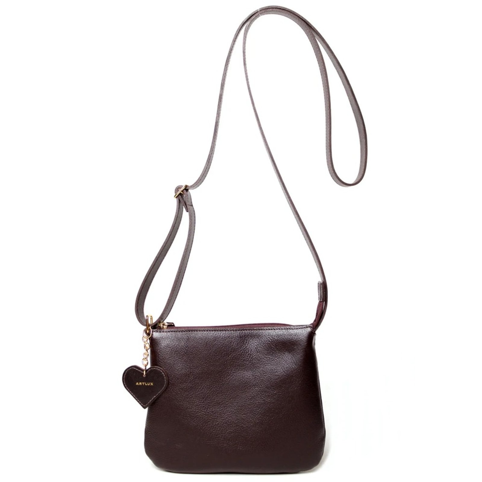 Bolsa Transversal em Couro Artlux Café 9060