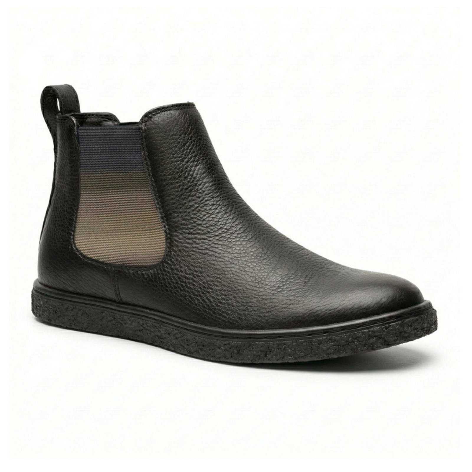 Bota Chelsea Masculina Couro Liso Brilhante Macia Sola Crepe Confort Café