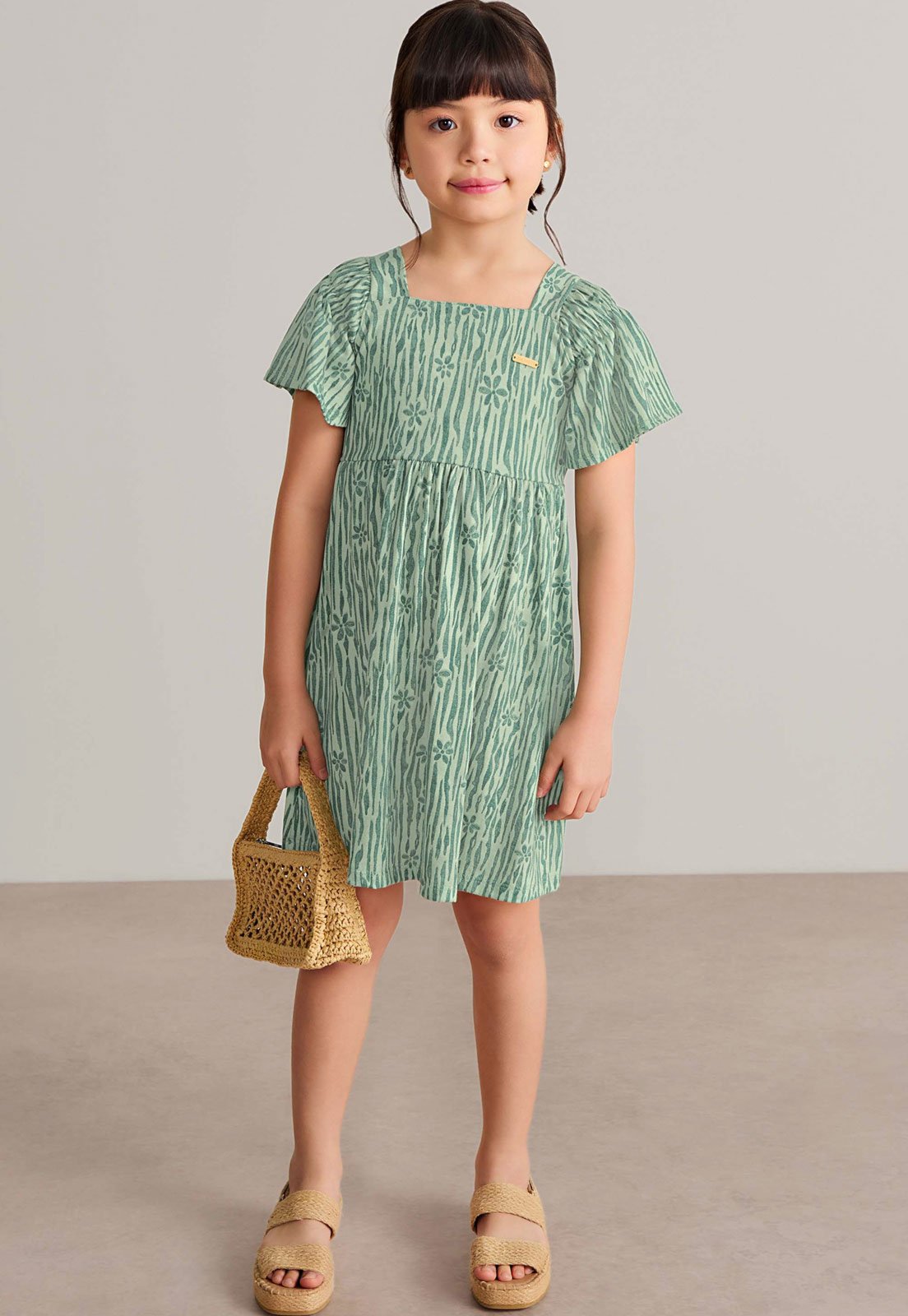 Infantil - Vestido Coloritta Estampa Floral Verde