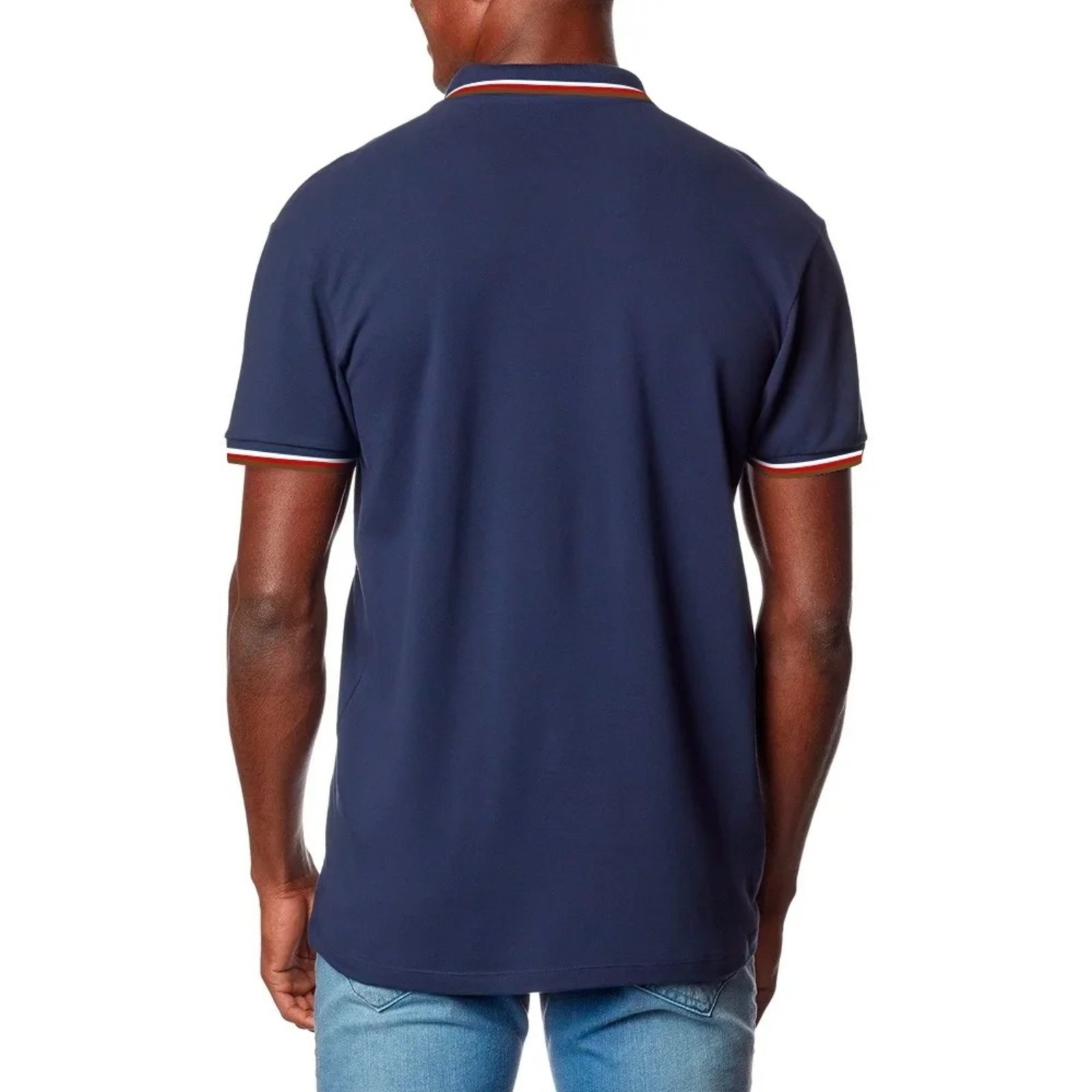Vista 3 Camisa Polo Colcci 3 Listras Pr26 Marinho Masculino azul marinho Colcci azul marinho