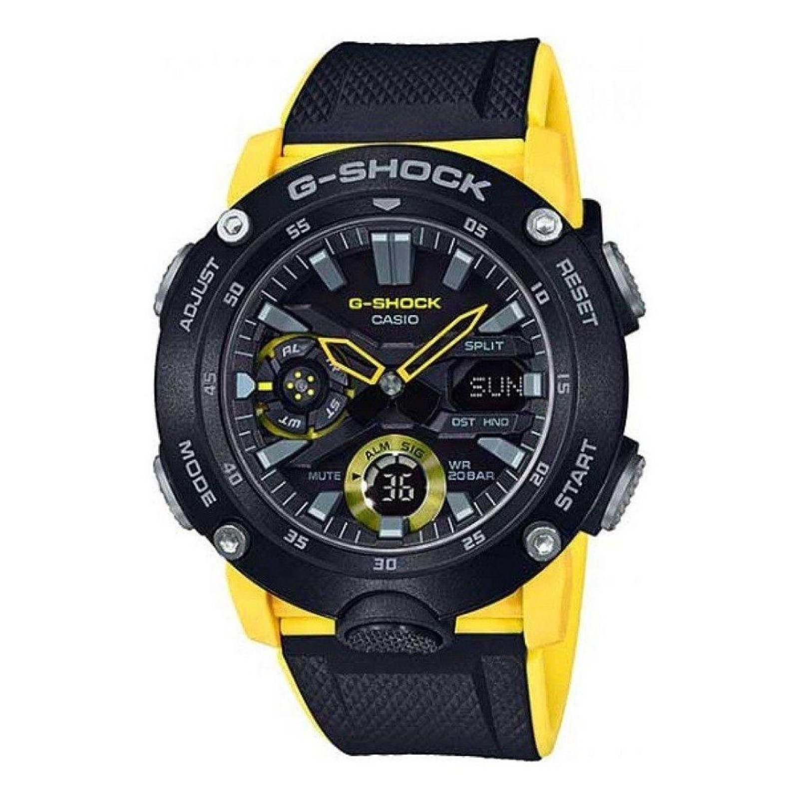 Vista 2 Relógio G-Shock Carbon Core Guard GA-2000-1A9DR Masculino Preto/Amarelo incolor carbon G-SHOCK incolor carbon