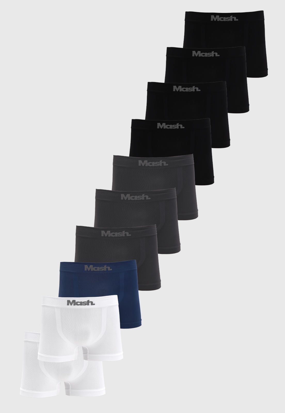 Kit Cueca Boxer Mash Sem Costura Masculina 10 Peças Preta