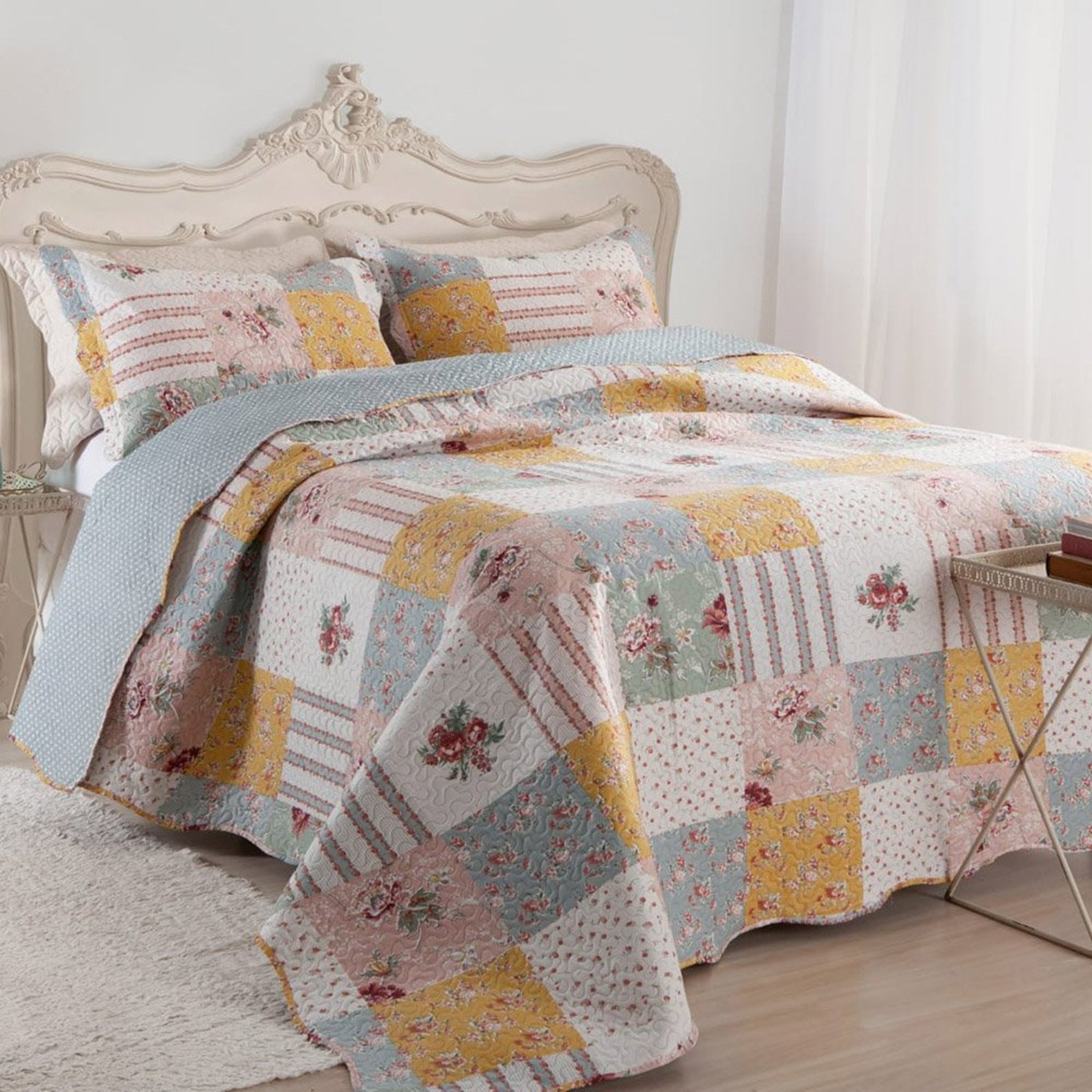 Kit Cobre Leito Colcha Queen Boutex Dupla Face - Holanda - 100% Poliéster