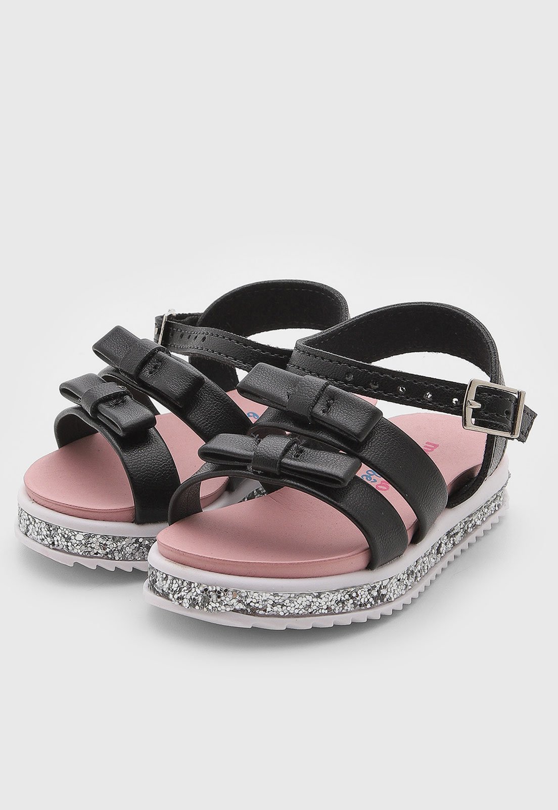 Infantil - Sandália Molekinha Tiras Detalhe Glitter Preta