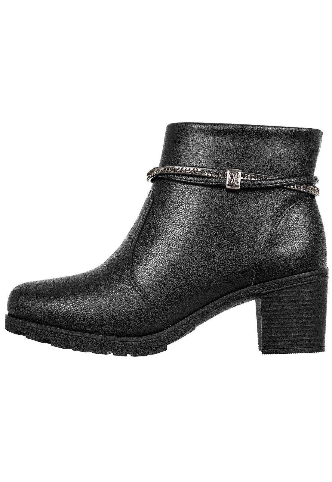 Bota Casual Gigil Salto Médio Grosso Baixo Preto