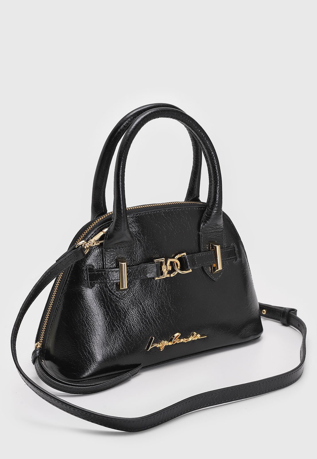 Vista 3 Bolsa Luiza Barcelos Tiracolo Alça dupla Preta preto preto