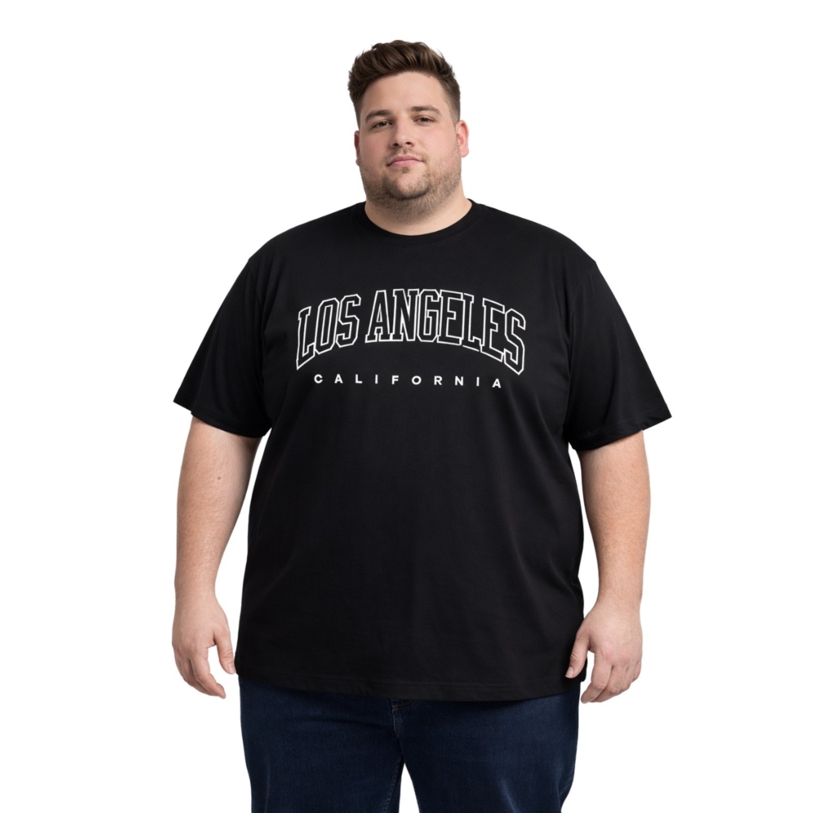 Camiseta Plus Size Masculina Camisa Gola Redonda Algodão Los Angeles