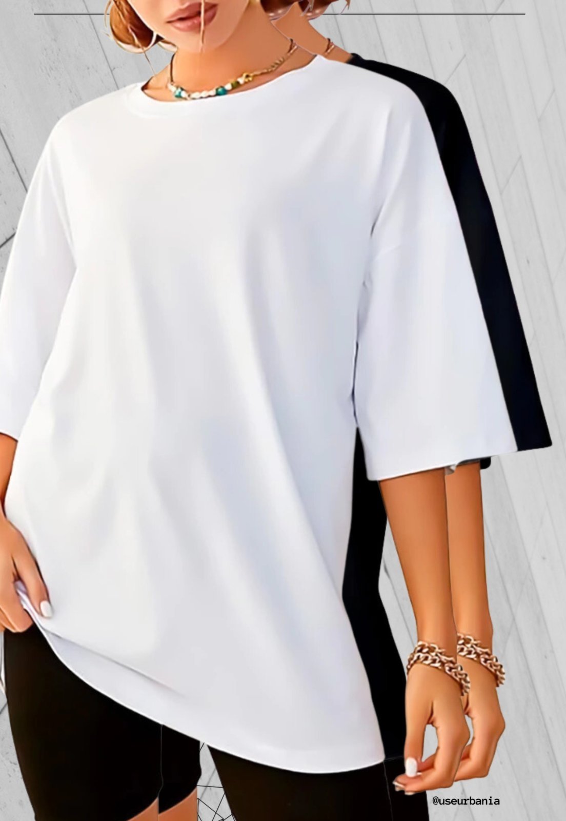 Kit 2 Camisetas Grande Blusa Academia Fitness Feminina Oversized Camisa streetwear Over Lisa Branca e Preto