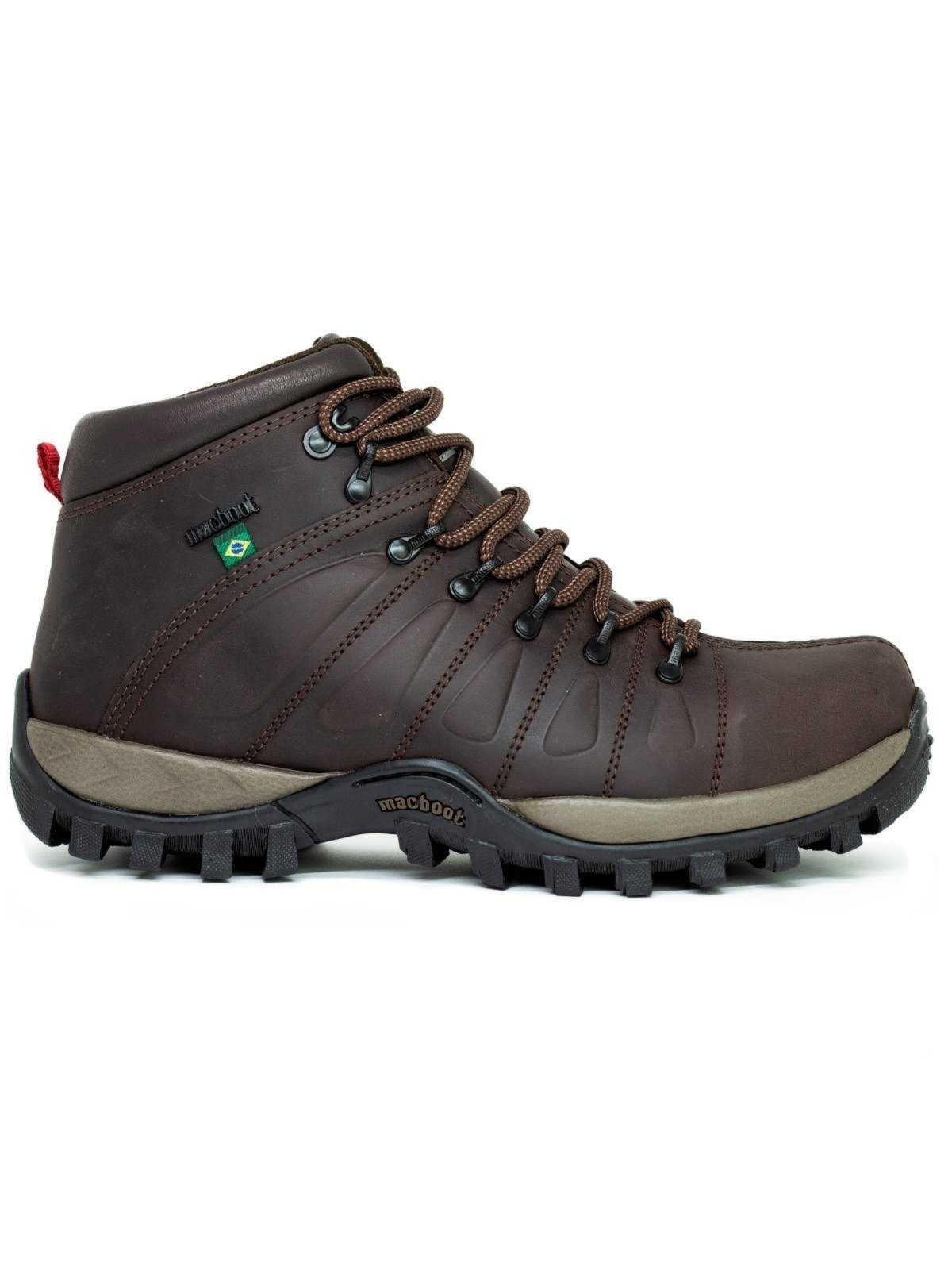 Bota de Segurança Masculino Macboot Uirapuru Cano Médio Com CA Couro EPI Marrom Escuro Café