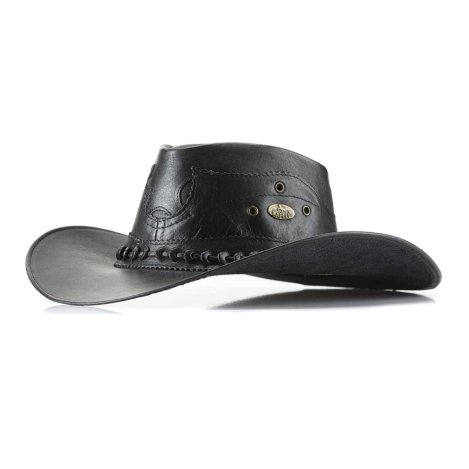 Chapéu Unissex Estilo Americano em Couro cor Preto Linha Barretos Kapell
