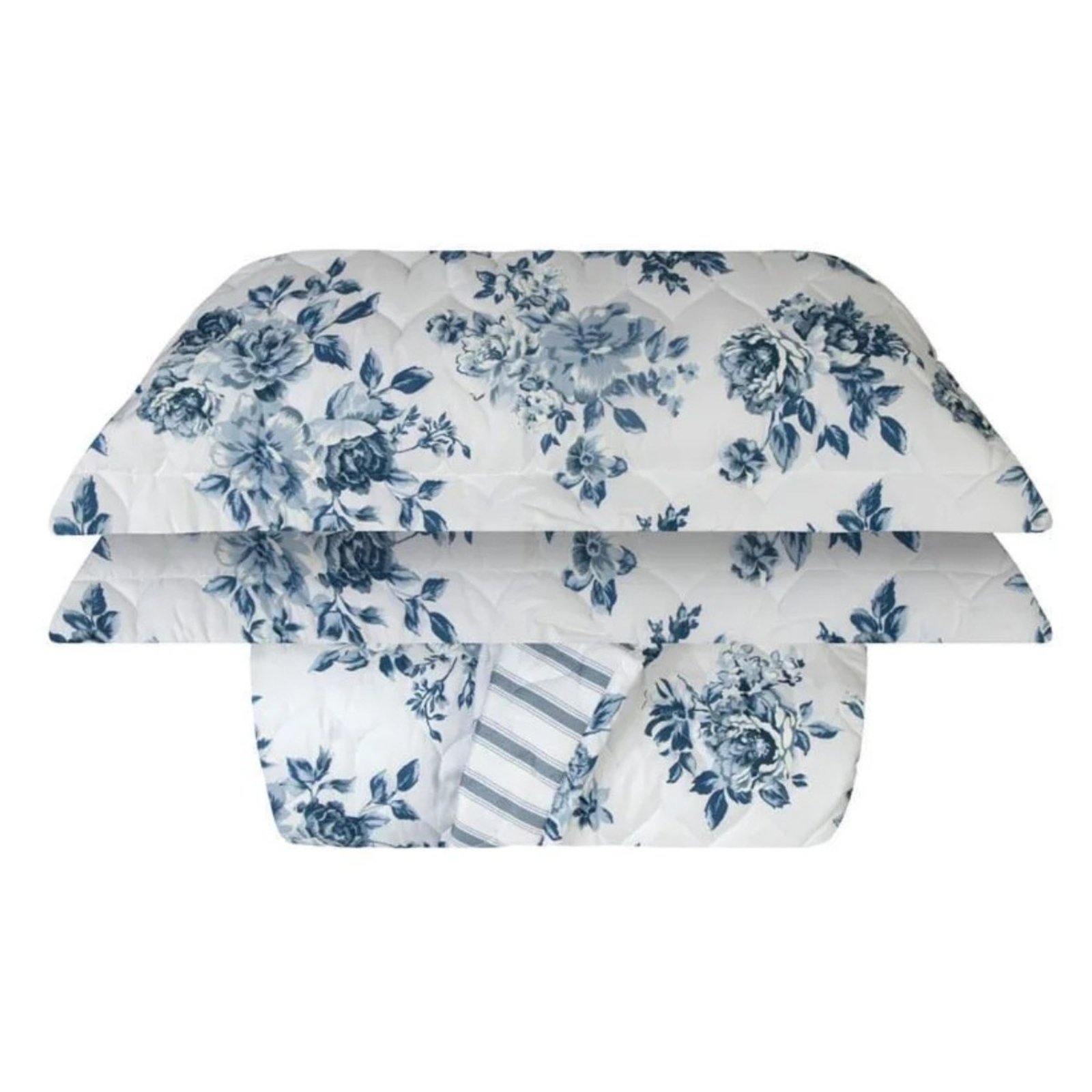 Kit Colcha Queen 300 Fios Naturalle Algodão Mary Azul