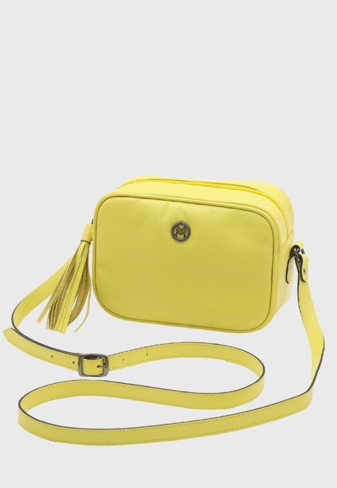 Bolsa Transversal de Couro Mariart Titânio Citrus
