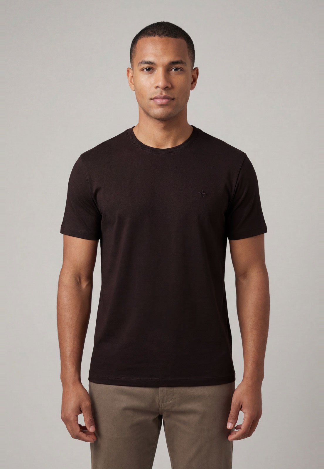 Camiseta Masculina Dudalina Gola Redonda Marrom