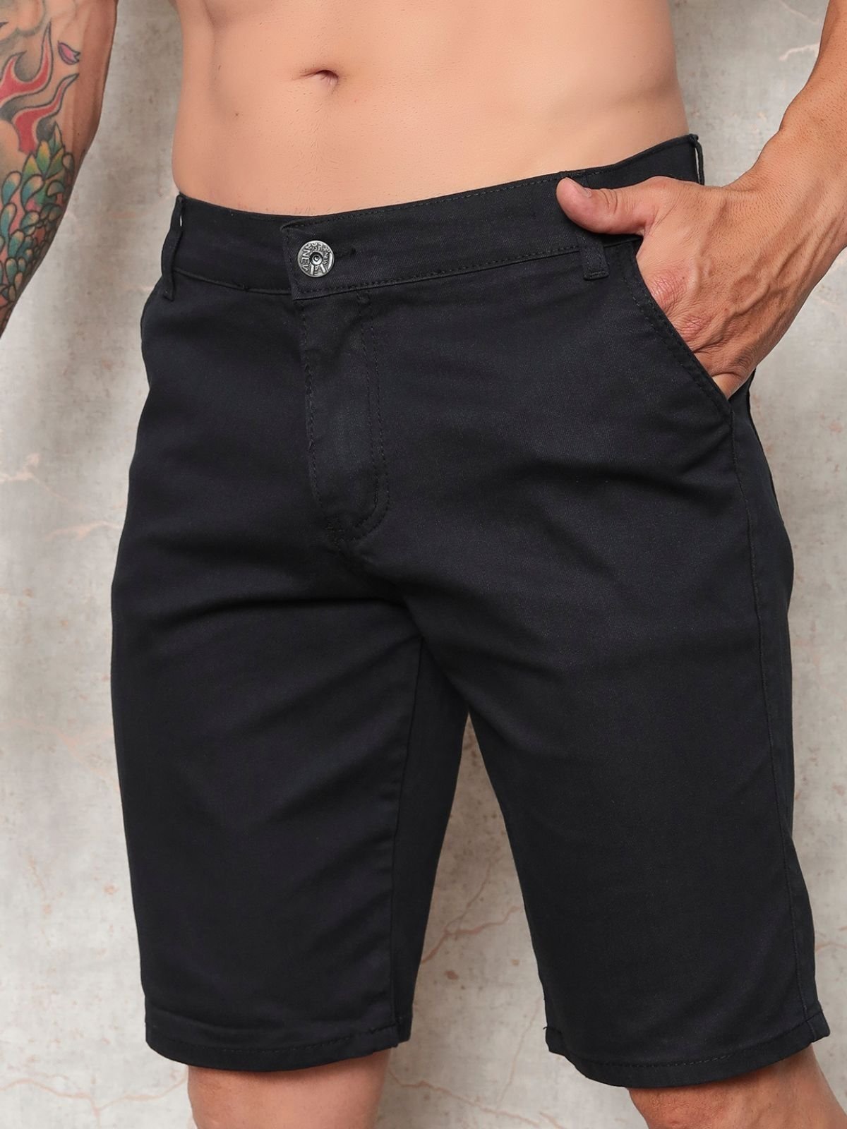 Bermuda Sarja Masculina Casual e Confortavel Ideal Dia a Dia Preto