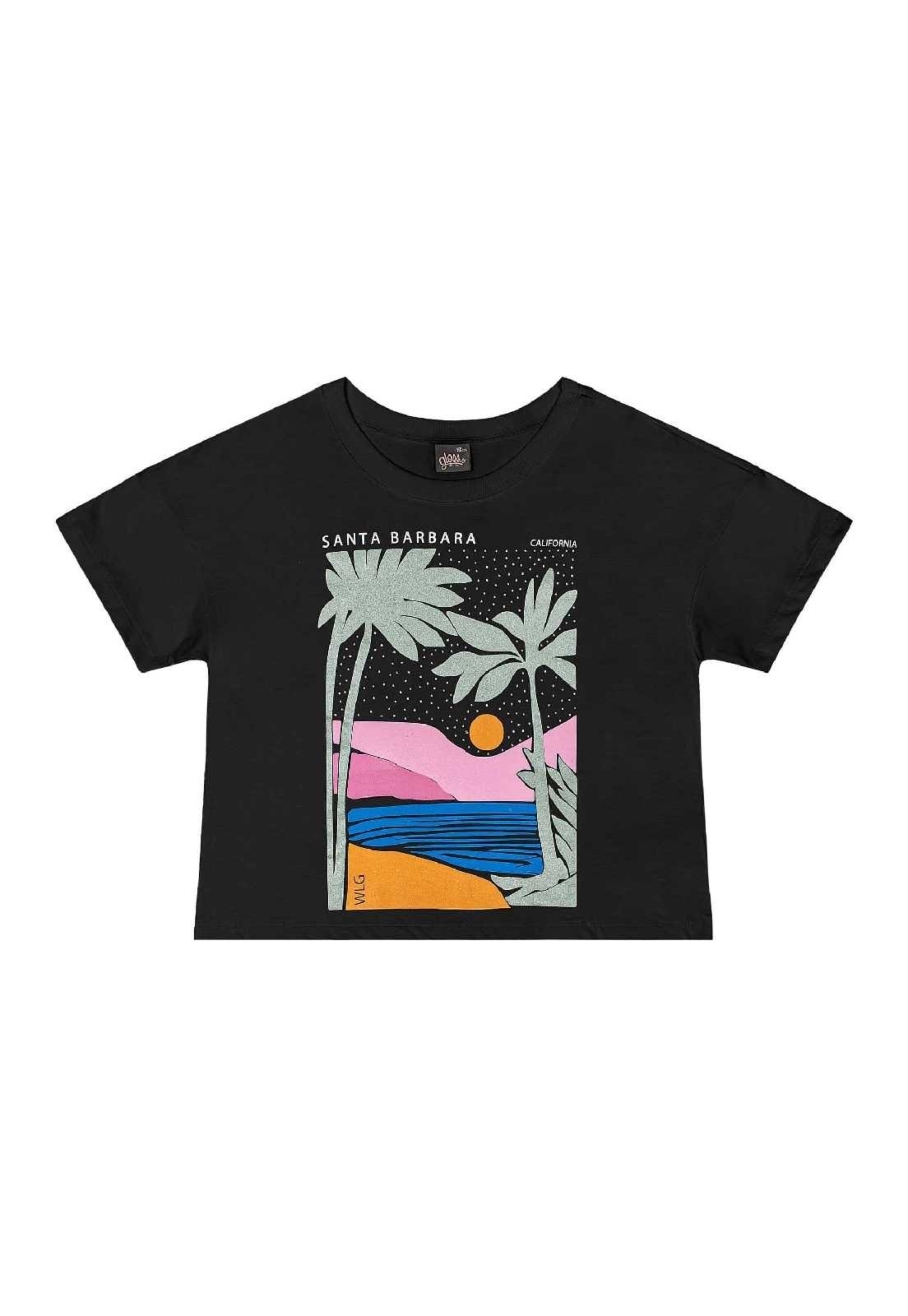 Vista 3 Infantil - Blusa com Strass Juvenil Gloss preto Gloss preto