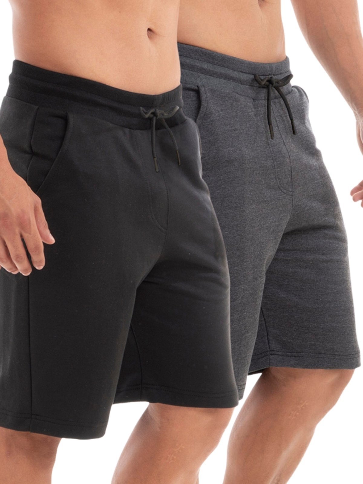 Kit 2 Bermudas Masculinas Moletinho Shorts Moletom Benellys Preto Chumbo